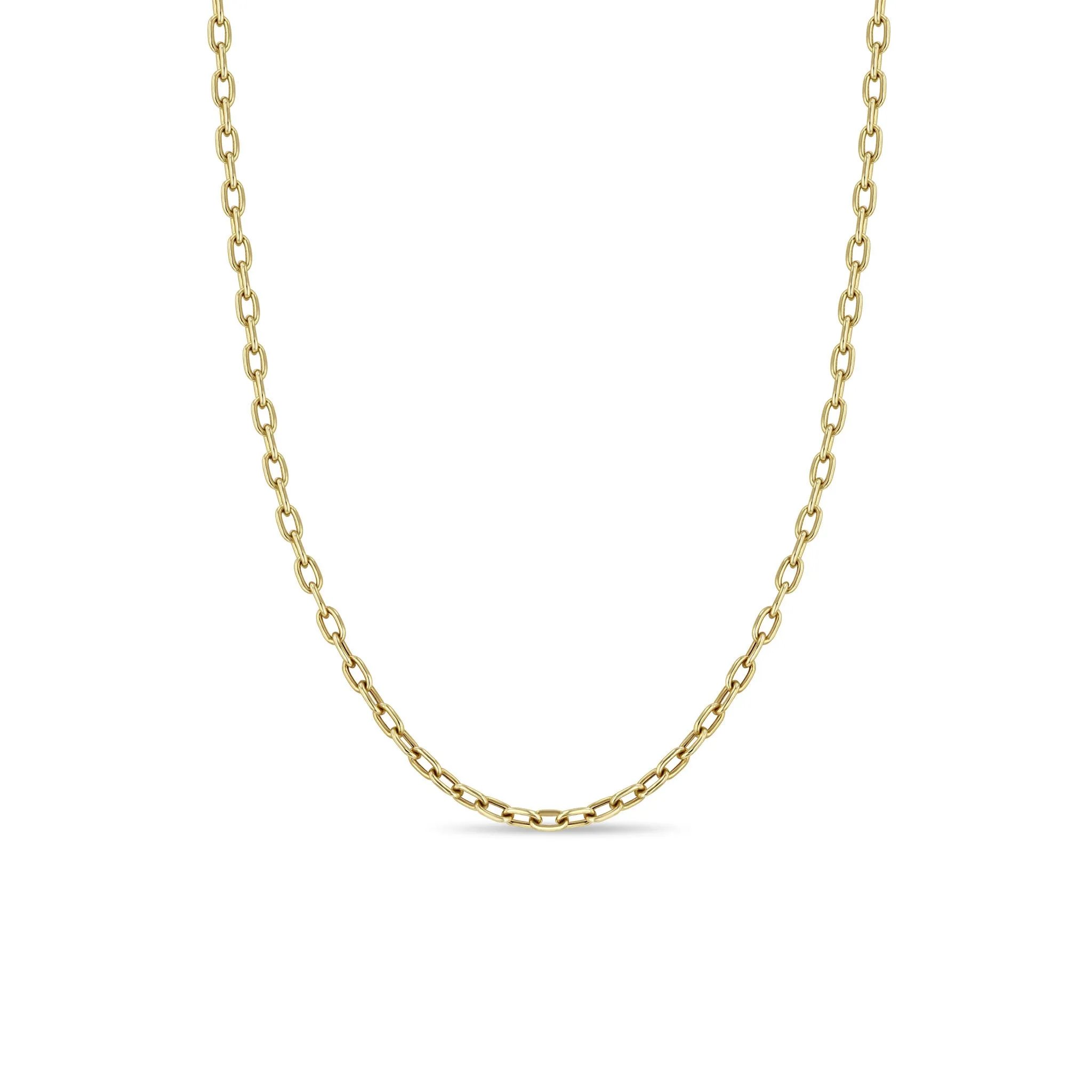 14k Gold Small Square Oval Link Chain Necklace