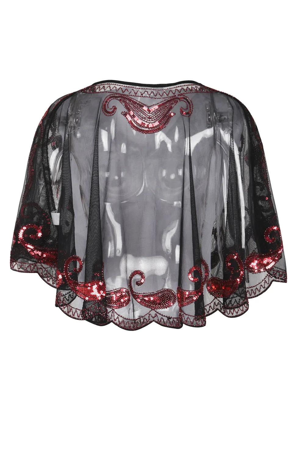 1920s Red Glitter Sequins Cape