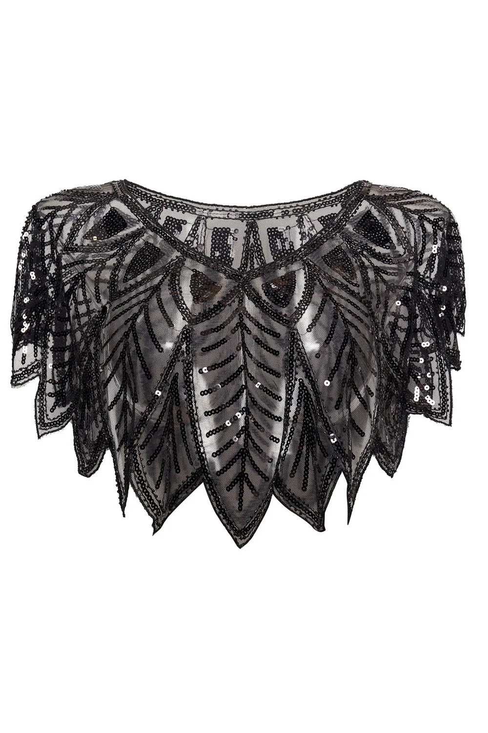 1920s Sequin Black Women Cape