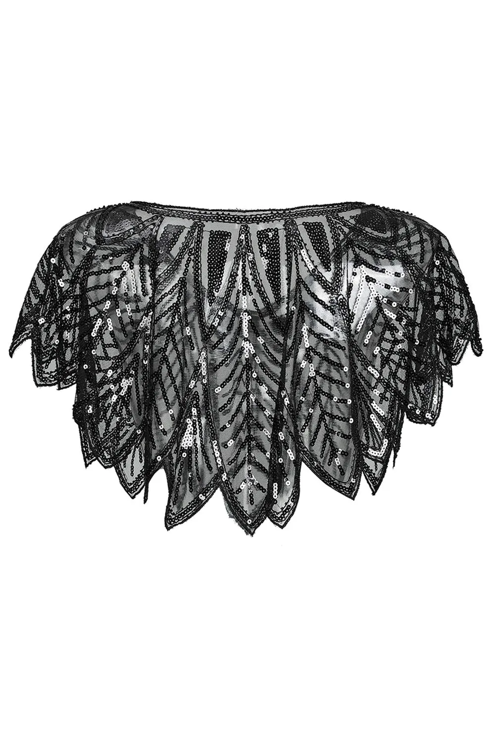 1920s Sequin Black Women Cape