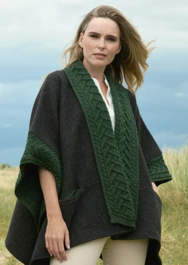 Aran Crafts Ashbourne Tweed Cape | Green