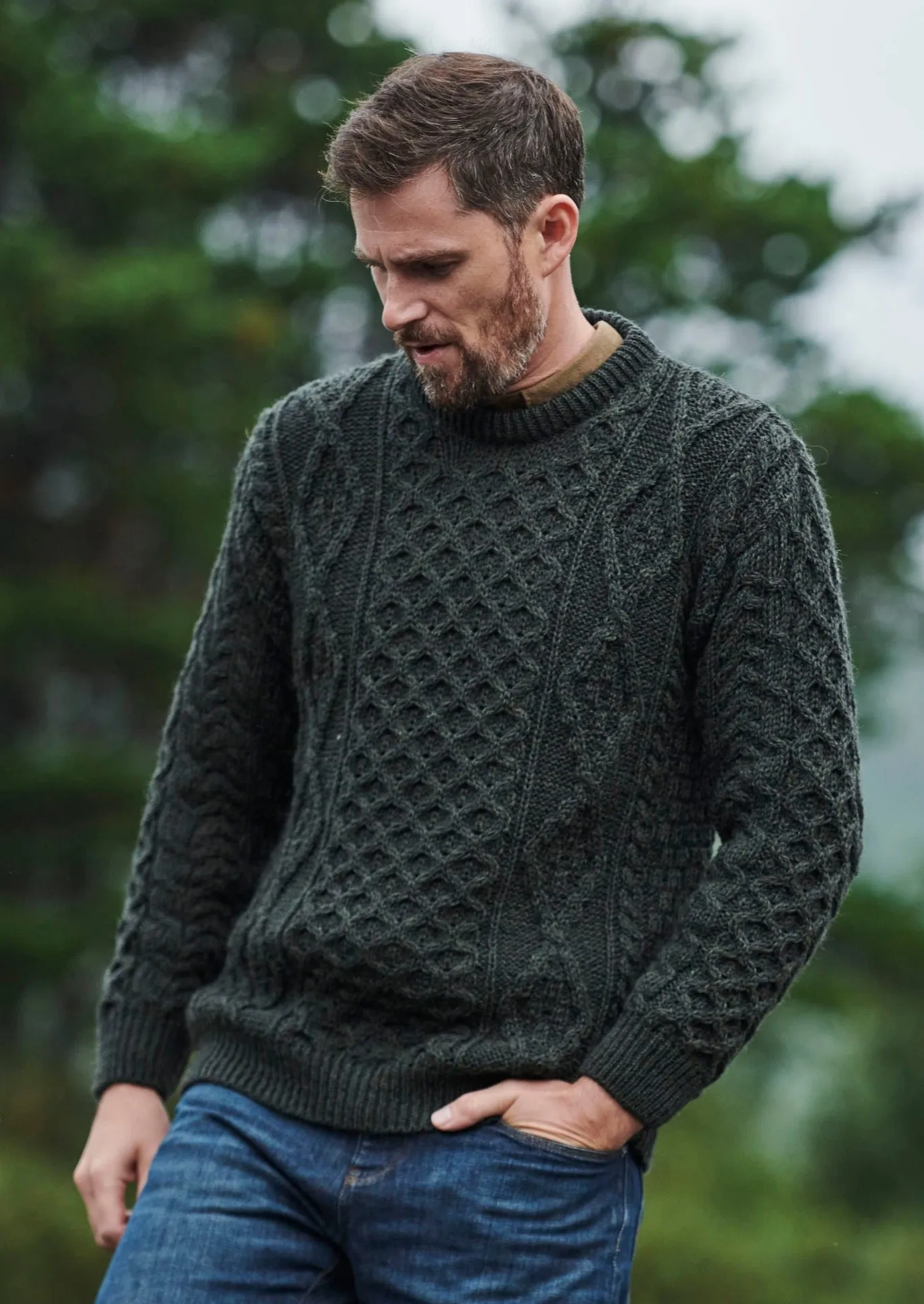 Aran Wool Sweater | Green