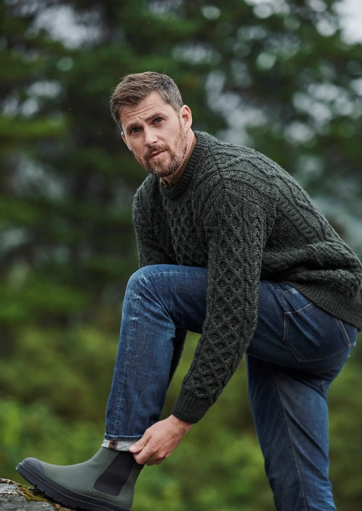 Aran Wool Sweater | Green