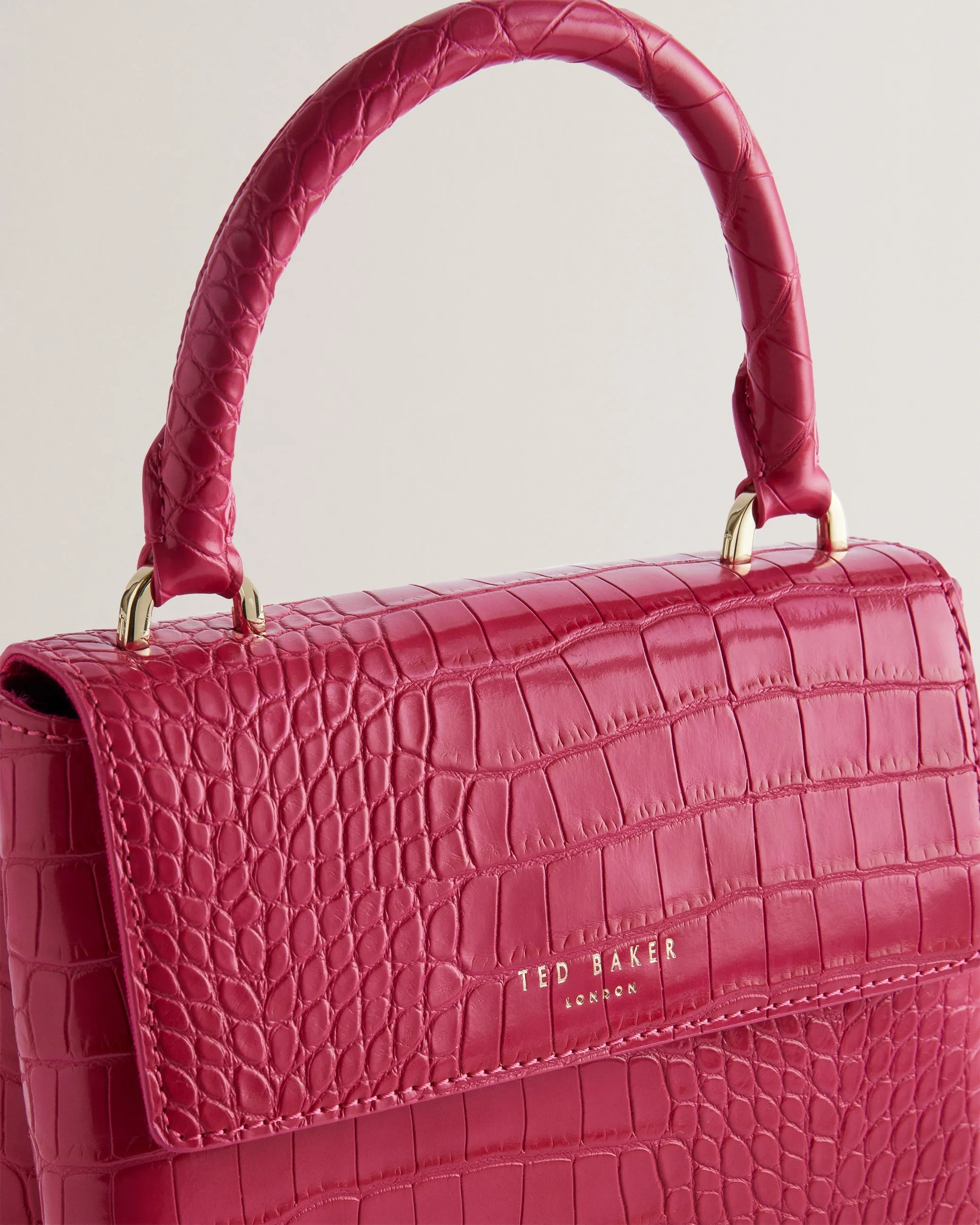 Aynaya Croc Effect Top Handle Small Bag Brt-Pink