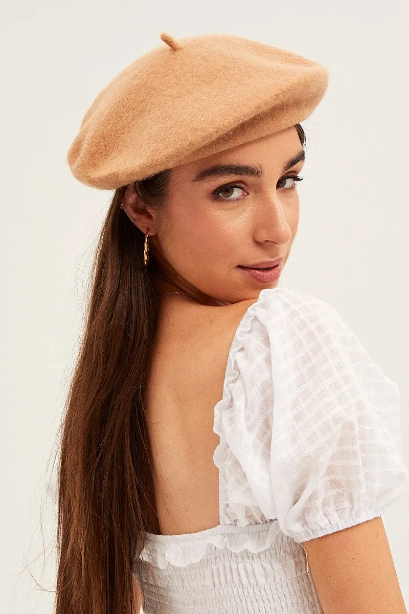 Beige Plain Beret