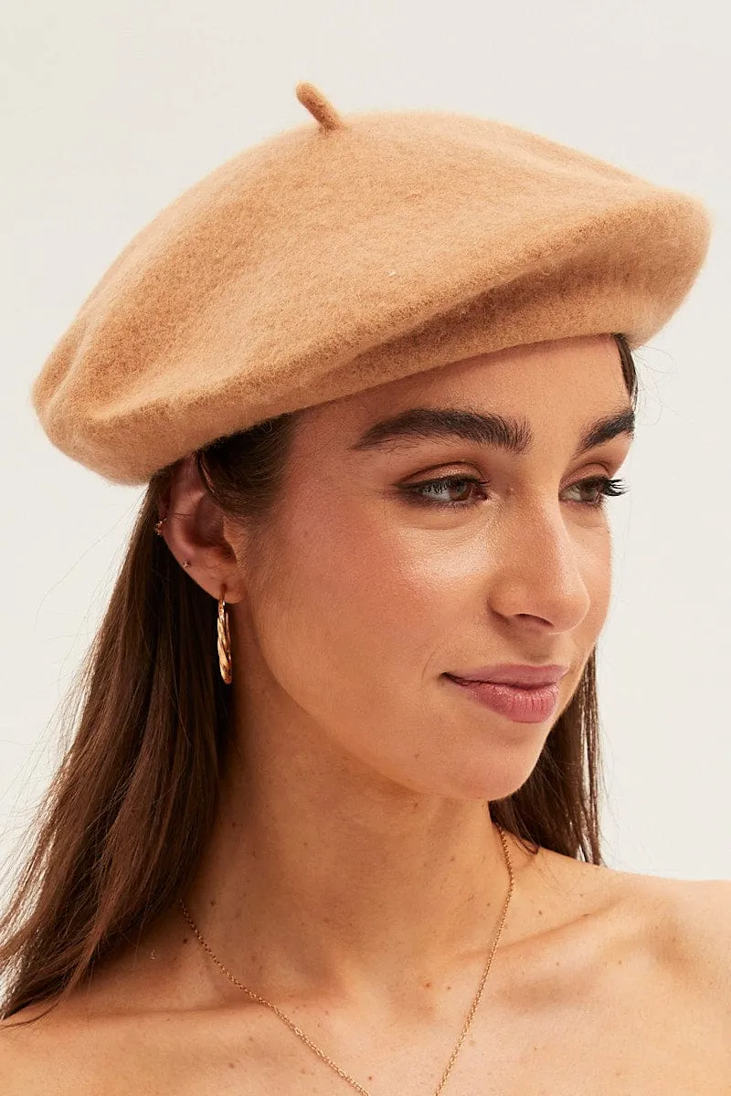 Beige Plain Beret