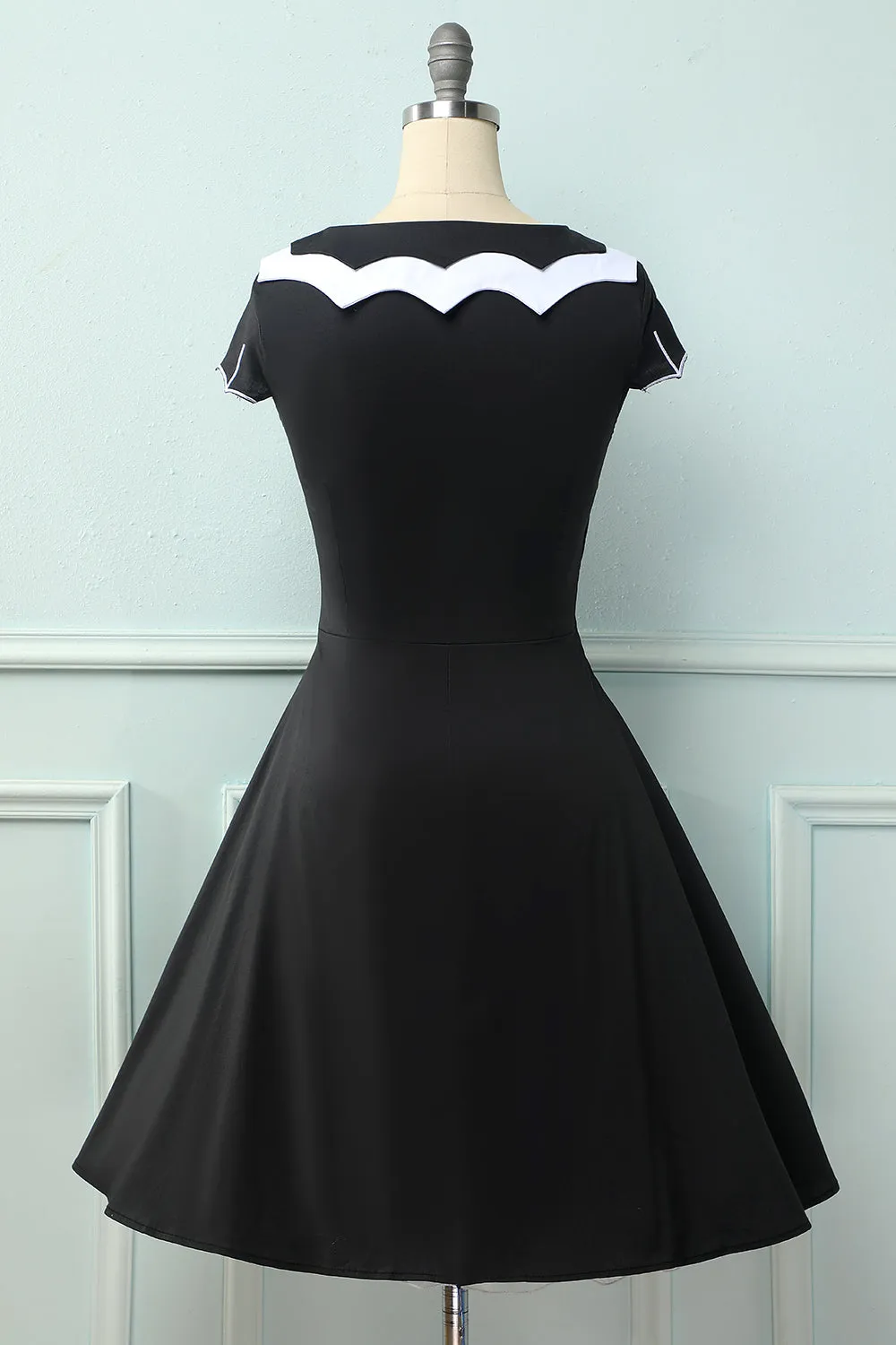 Black 1950S Bat Cape Swing Dress