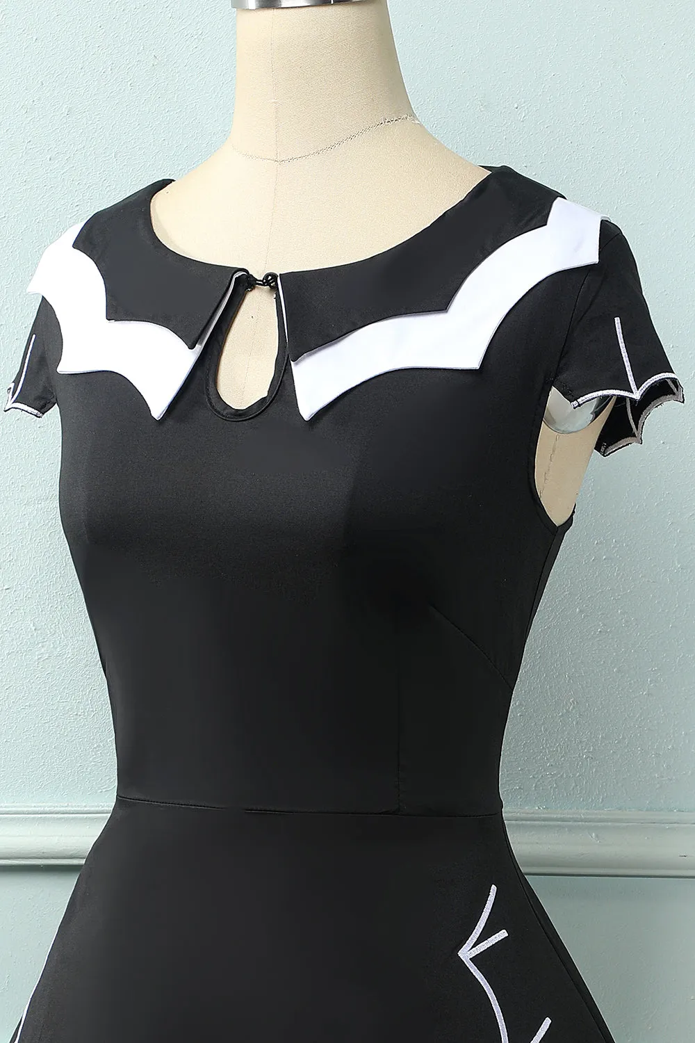 Black 1950S Bat Cape Swing Dress