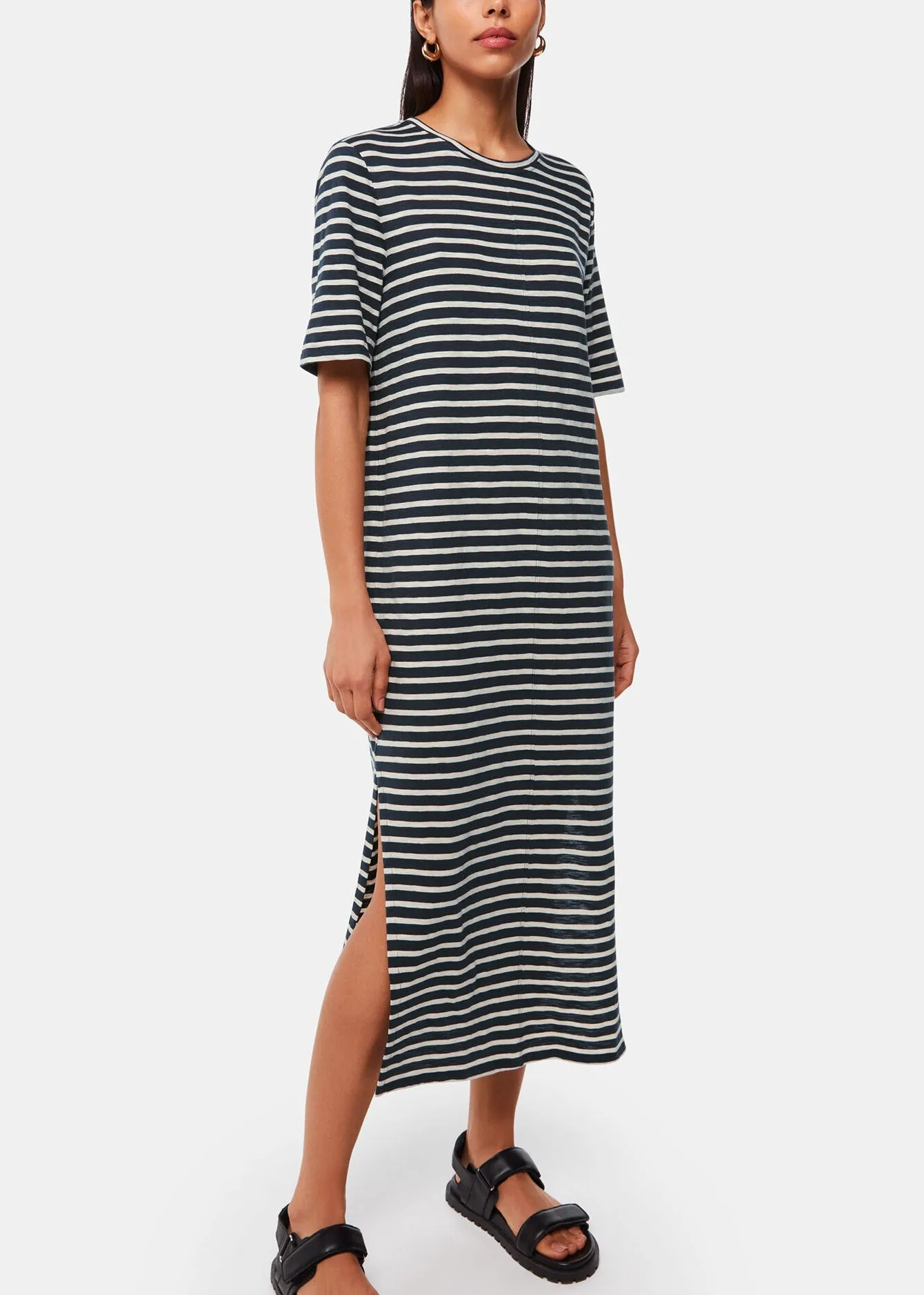 Breton Stripe Jersey Dress 38869 Blue-multi