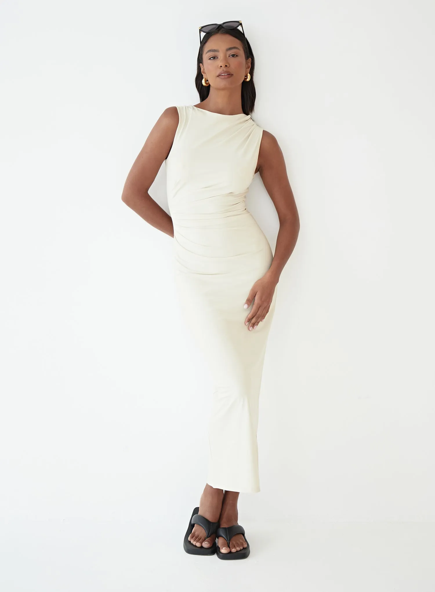 Buttercream Ruched Jersey Midaxi Dress - Tamilda