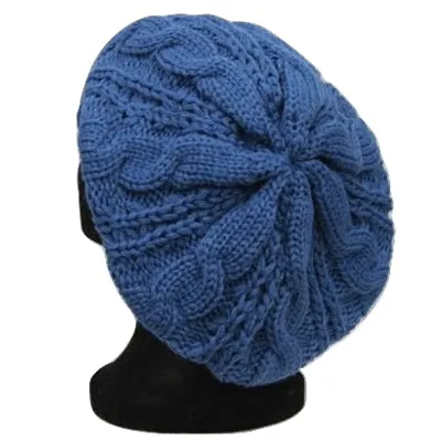 Cable Knit Beret - Sapphire