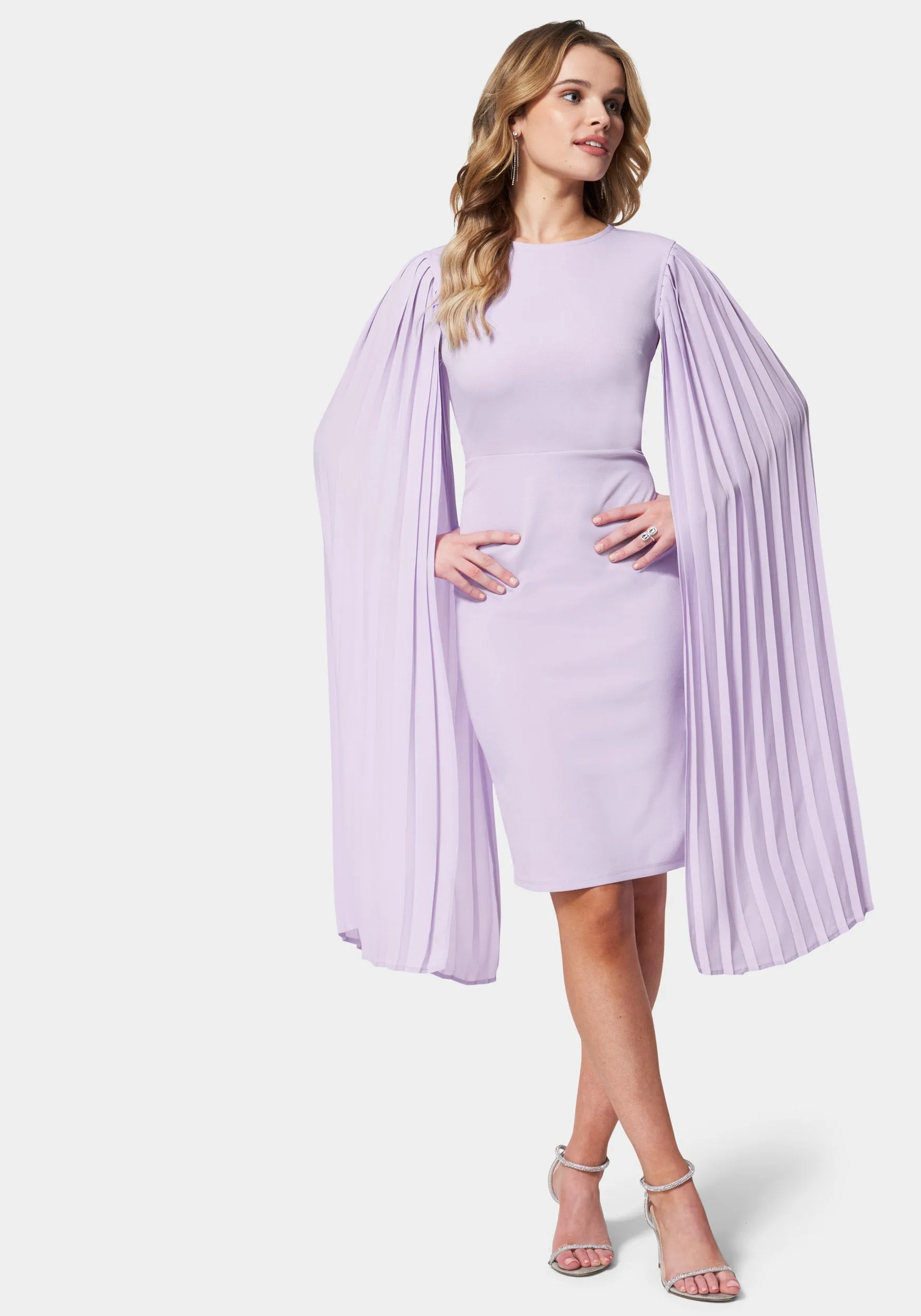 Cape Sleeve Midi Dress