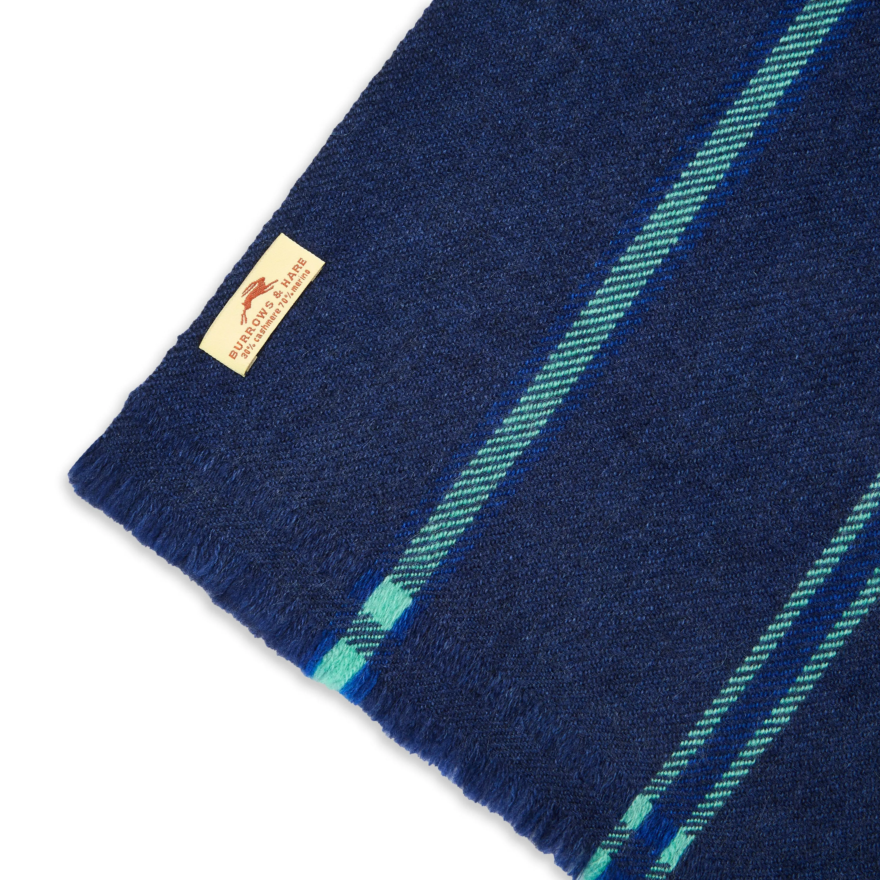 Cashmere & Merino Wool Scarf - Blue Stripe