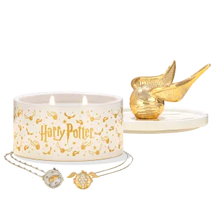 Charmed Aroma Golden Snitch Candle and Jewelry Tray