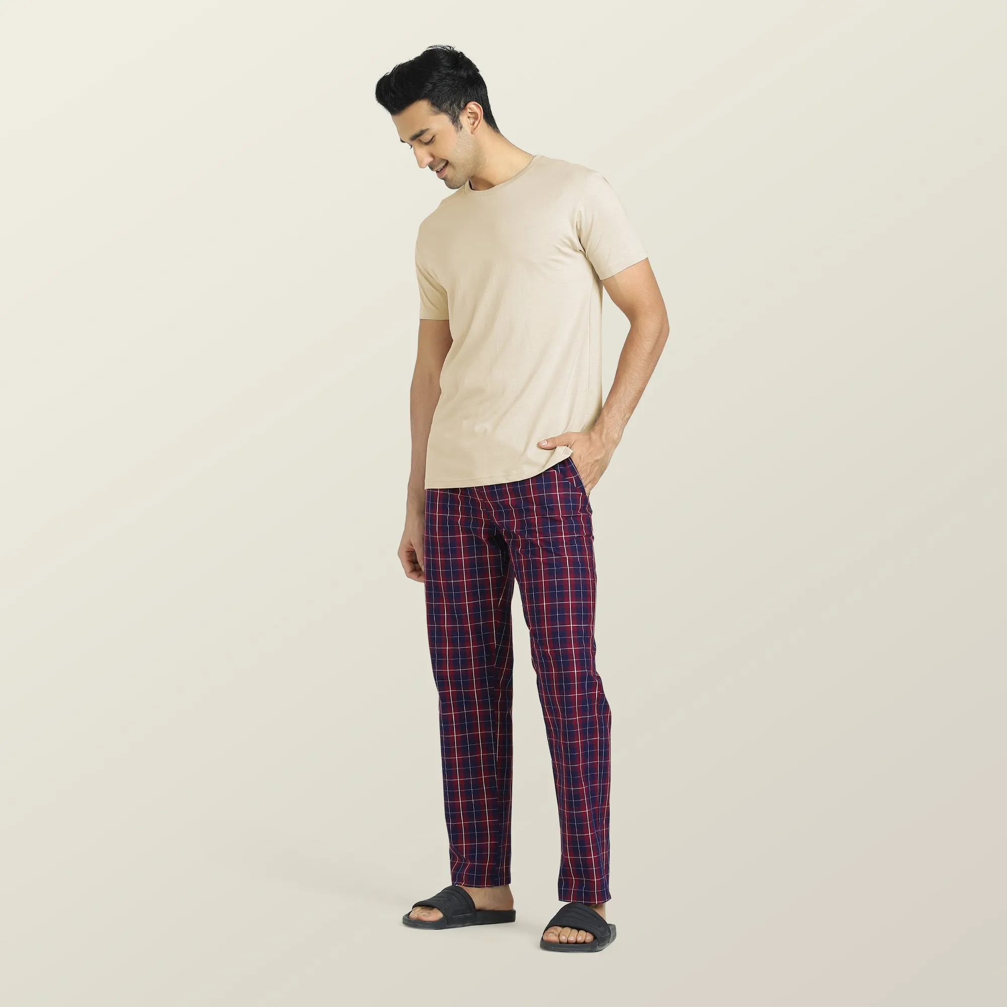 Checkmate Combed Cotton Pyjamas Autumn Maroon