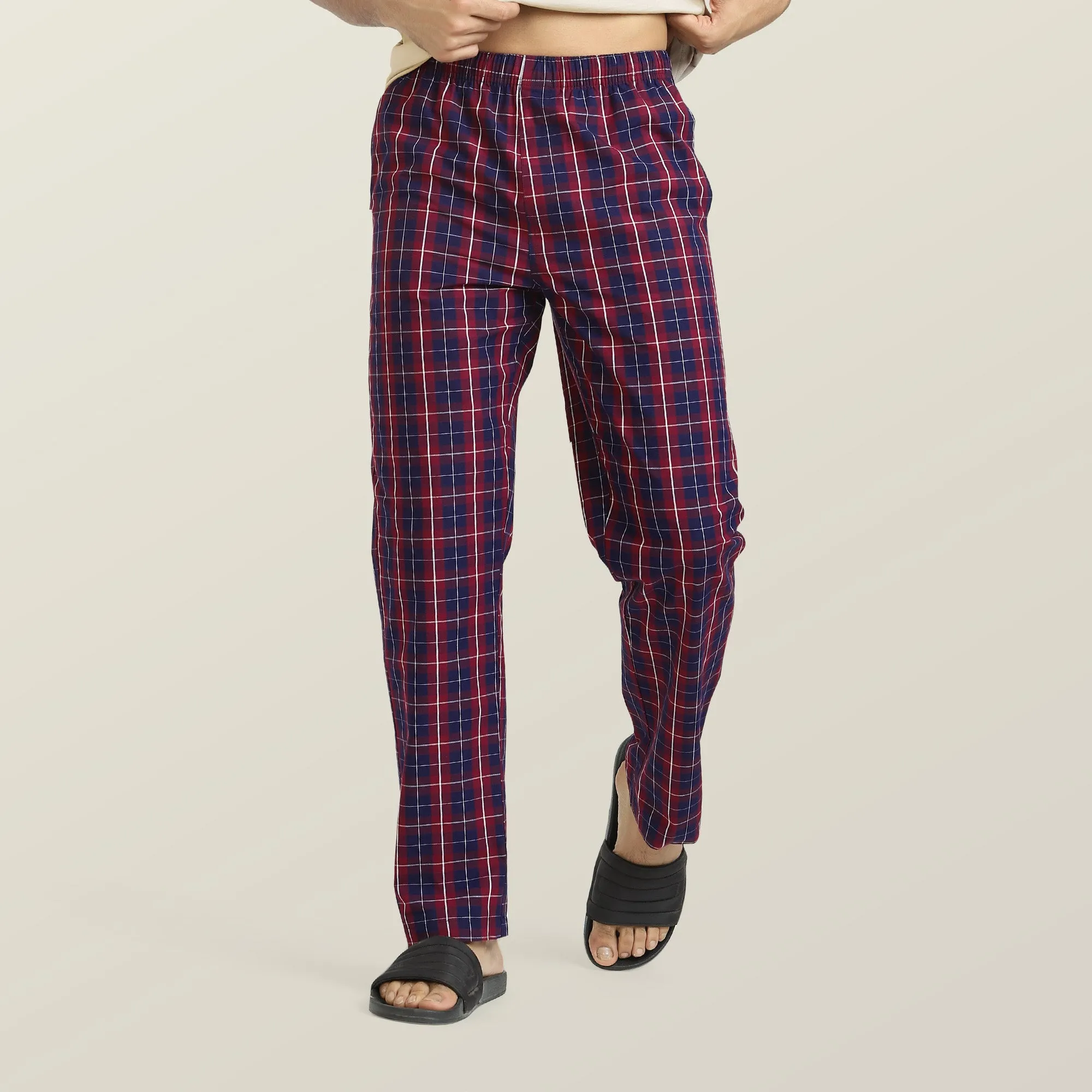 Checkmate Combed Cotton Pyjamas Autumn Maroon