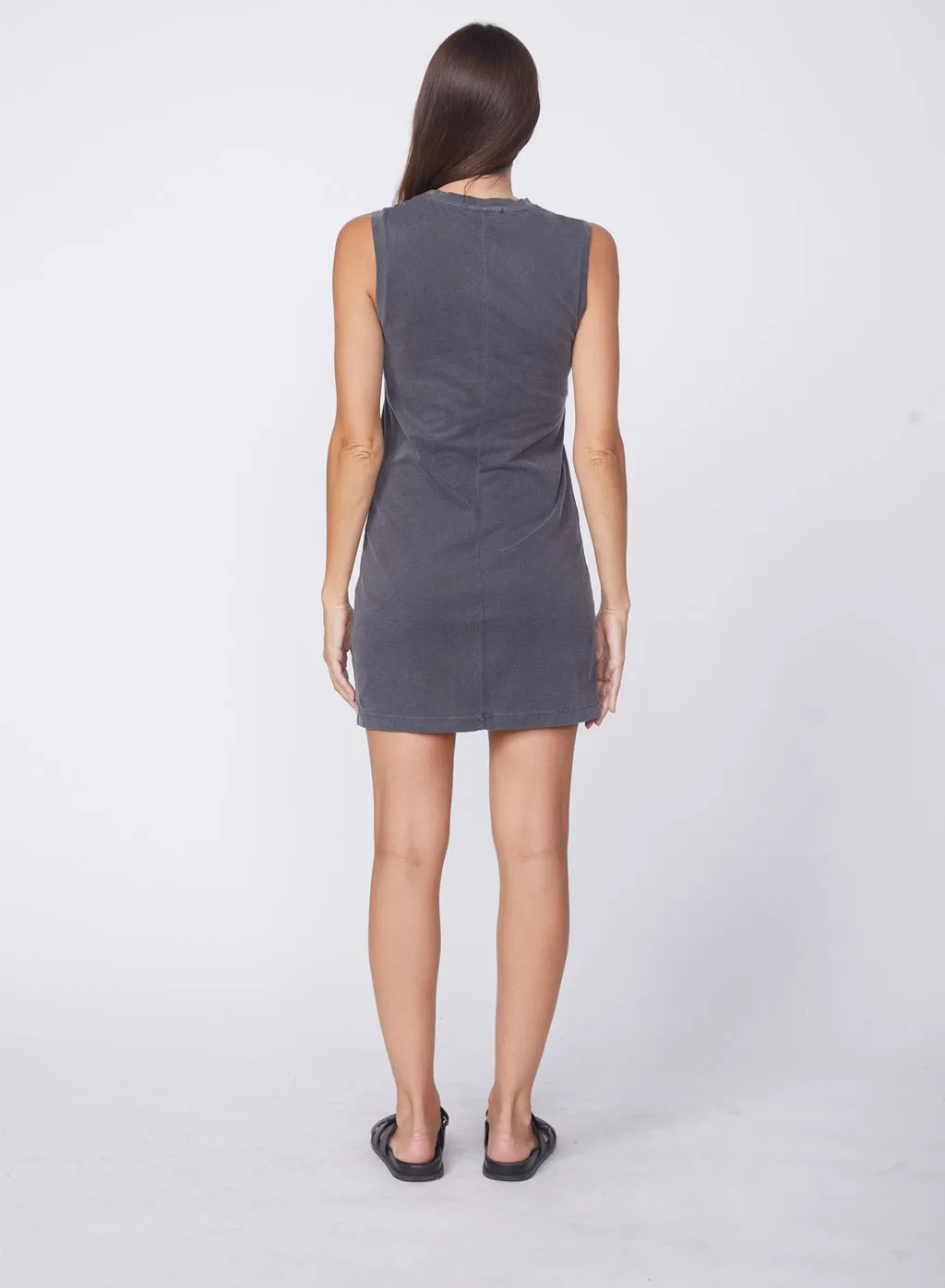 Cloud Jersey Muscle Tee Dress in Charcoal