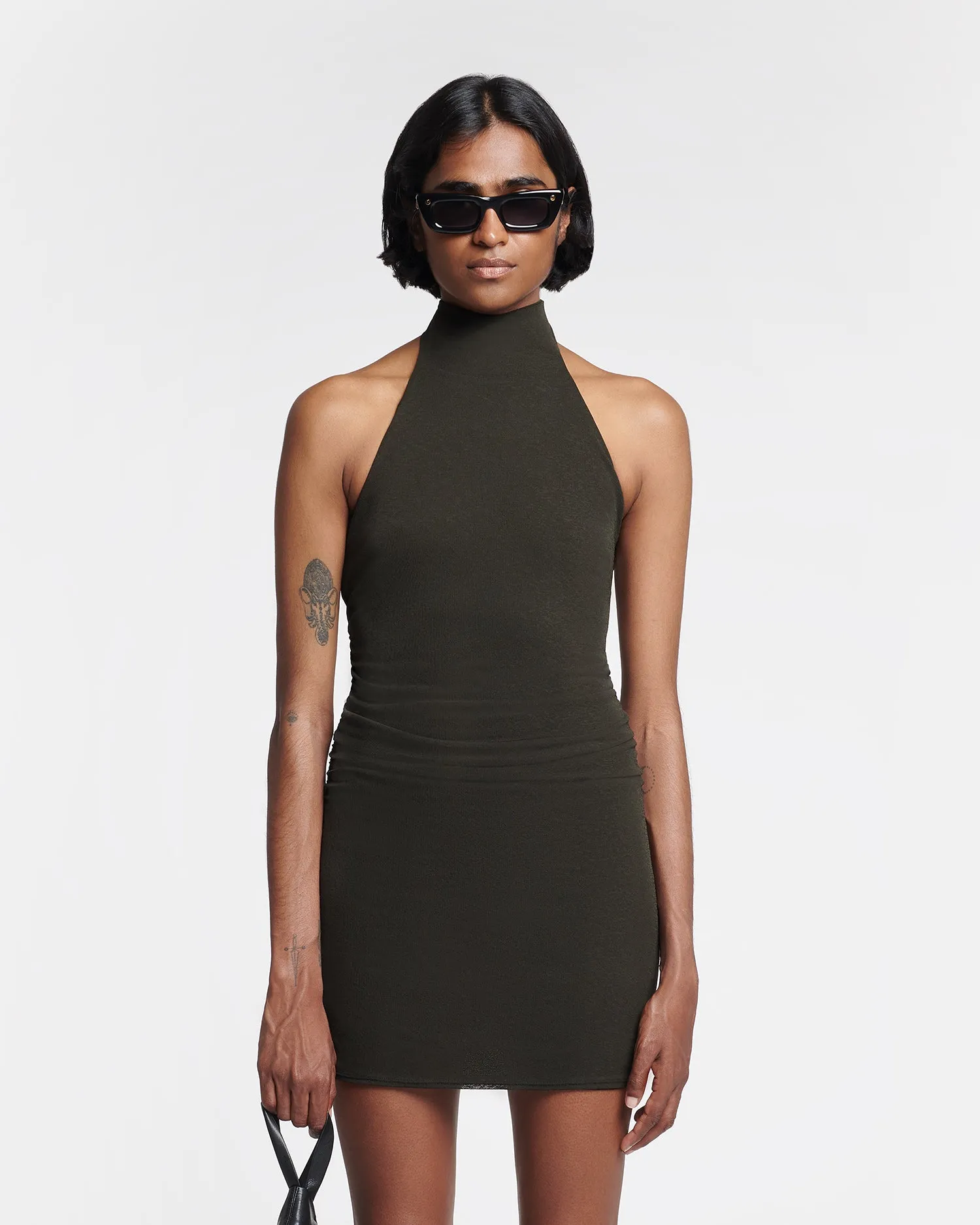 Denica - Mesh-Jersey Mini Dress - Anthracite