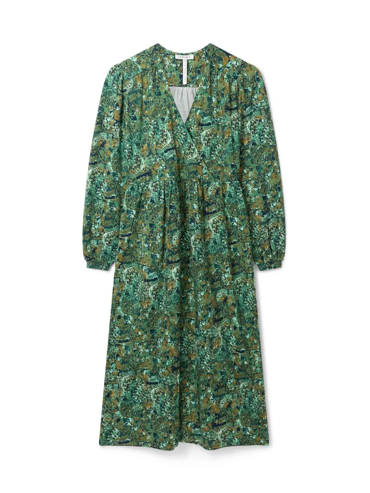 Erin Organic Cotton Jersey Wrap Dress - Forest Green