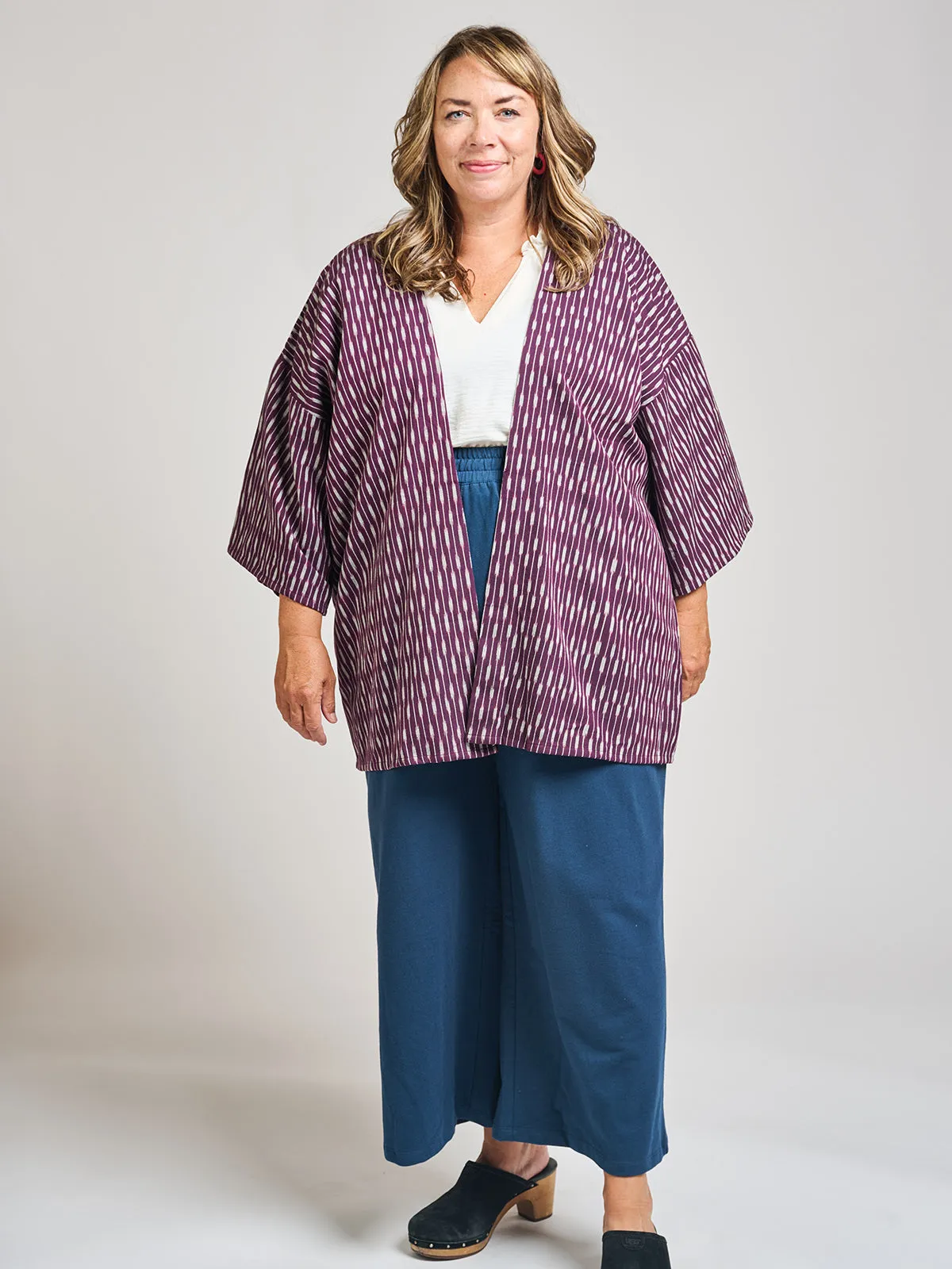 Fae Wide Leg Plus Size Pant - Loop Knit Blue