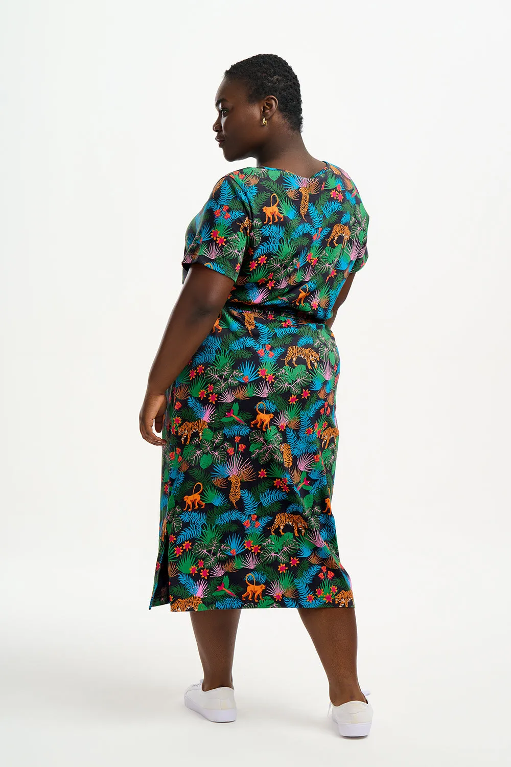 Flissy Jersey Midi Dress - Black/Multi, Jungle