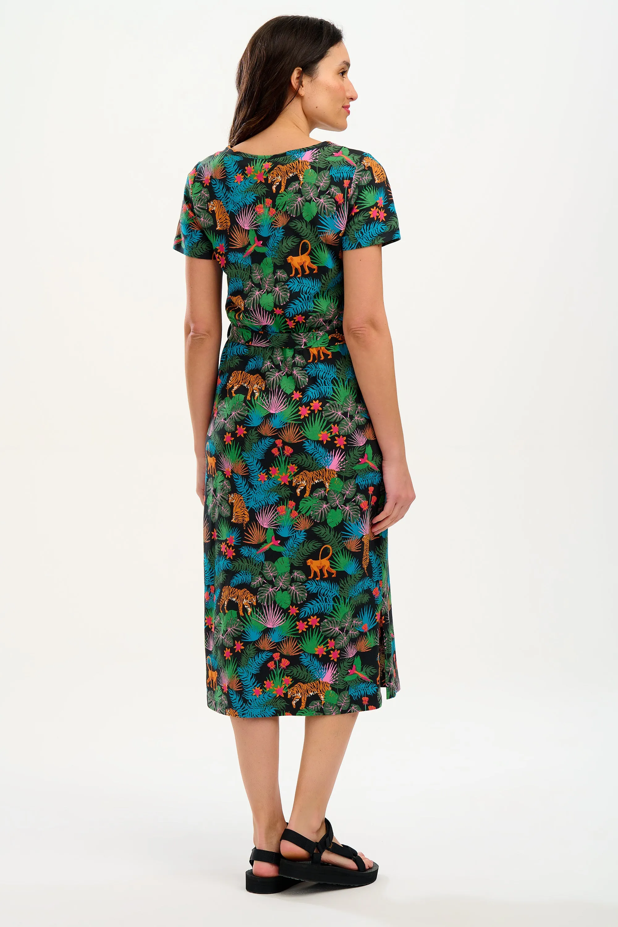 Flissy Jersey Midi Dress - Black/Multi, Jungle