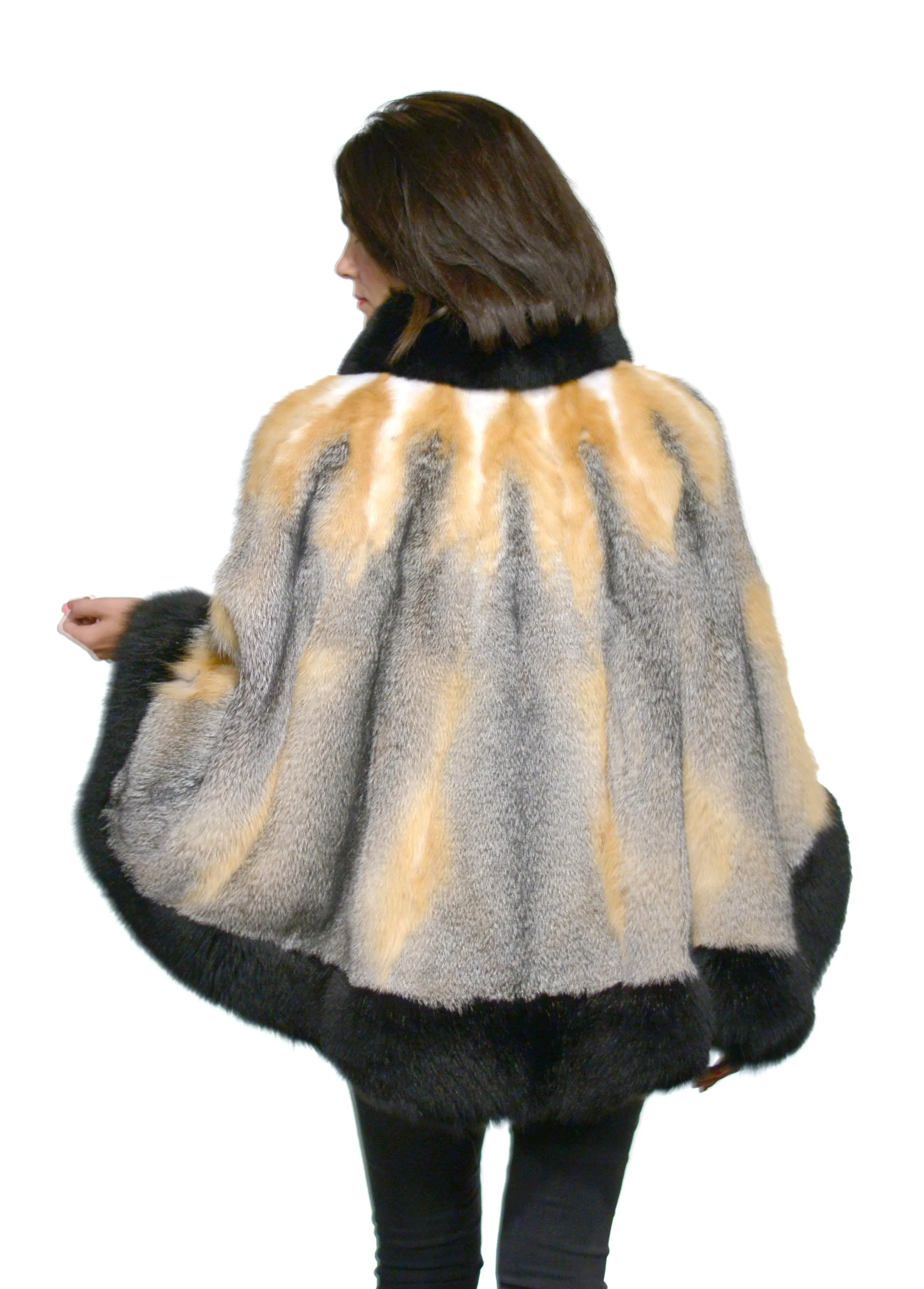 Gray Fox Fur Cape with Optional Belt