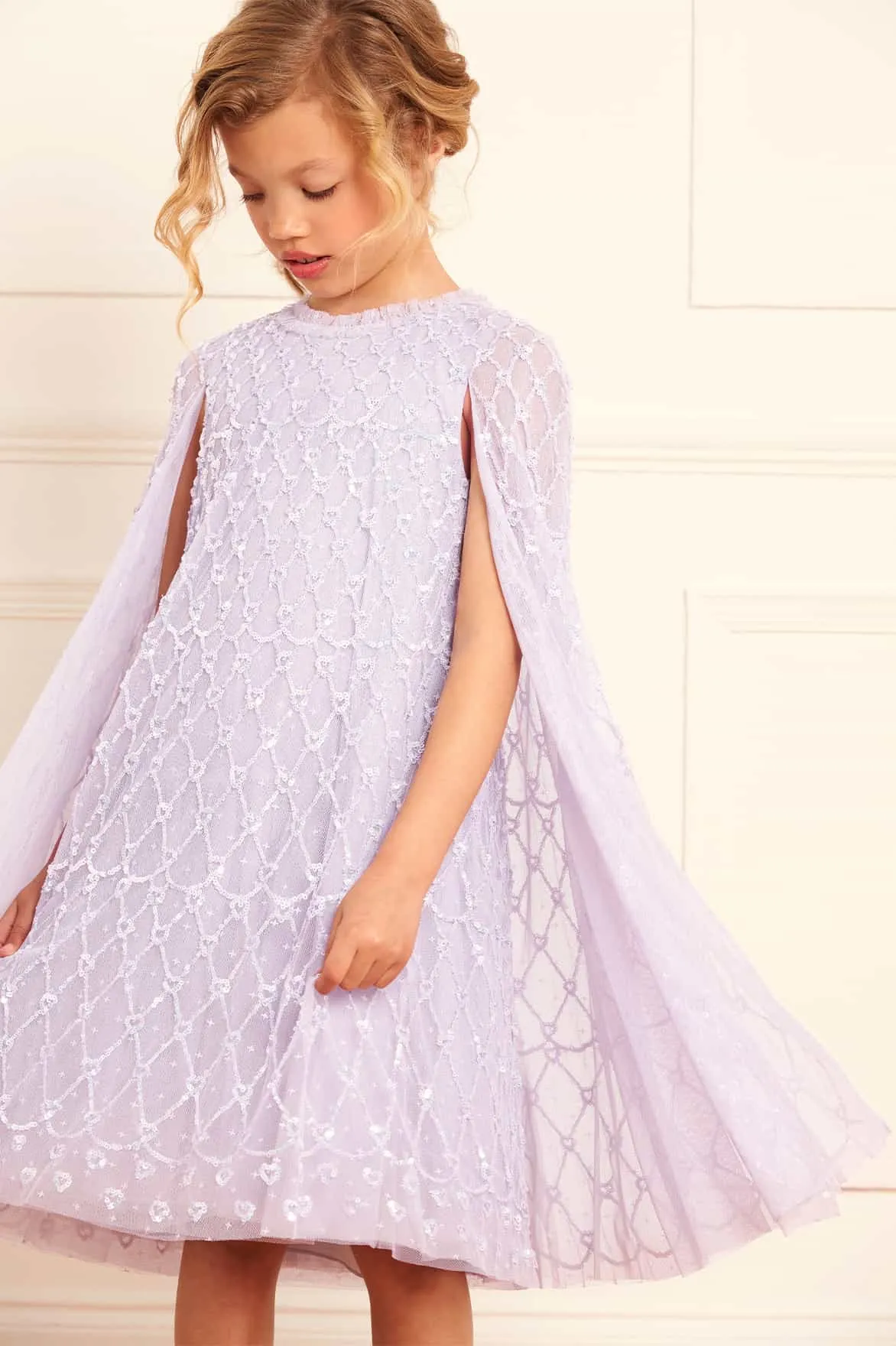 Heart Lattice Cape Kids Dress