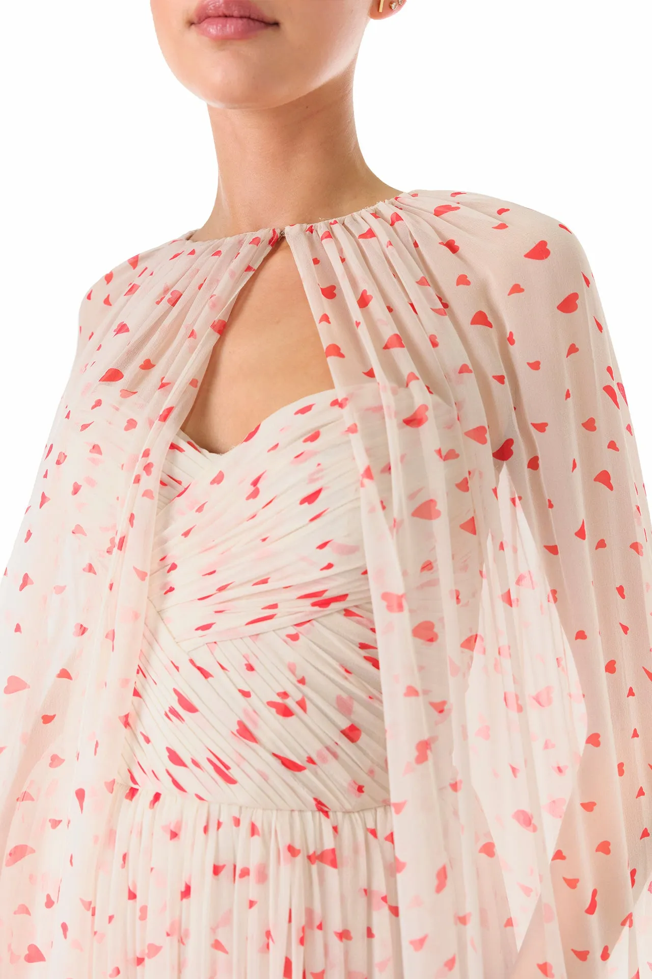 Heart Print Chiffon Cape