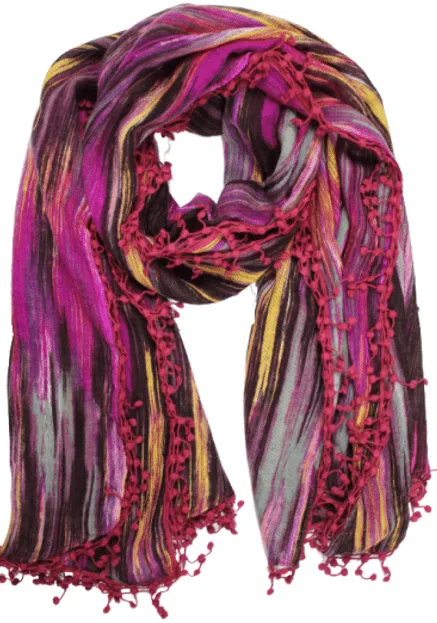 Ikat Print Wool Scarf - Pink