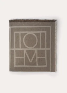 Monogram wool cashmere scarf tobacco