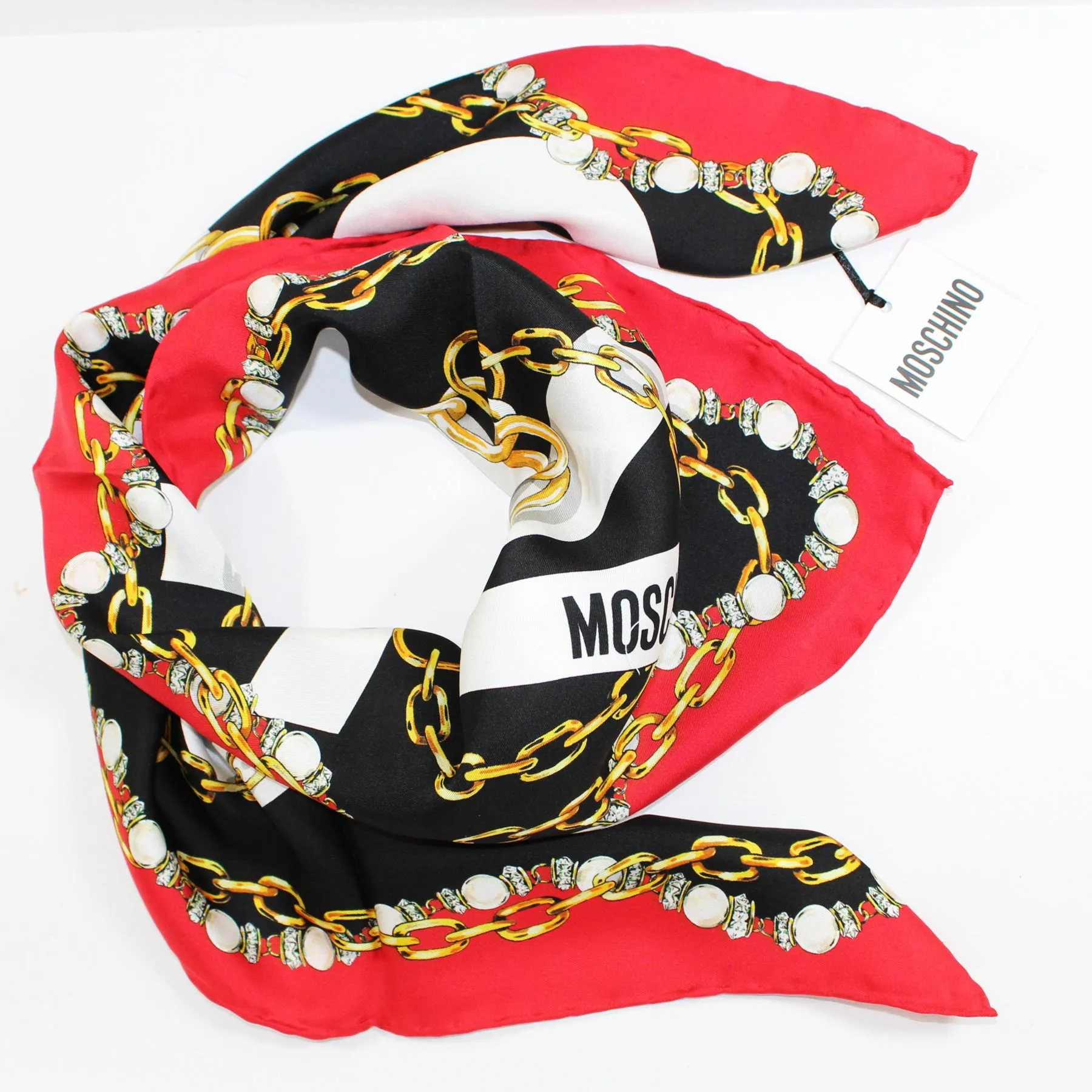 Moschino Scarf Jewelry Design - Large Square Silk Foulard