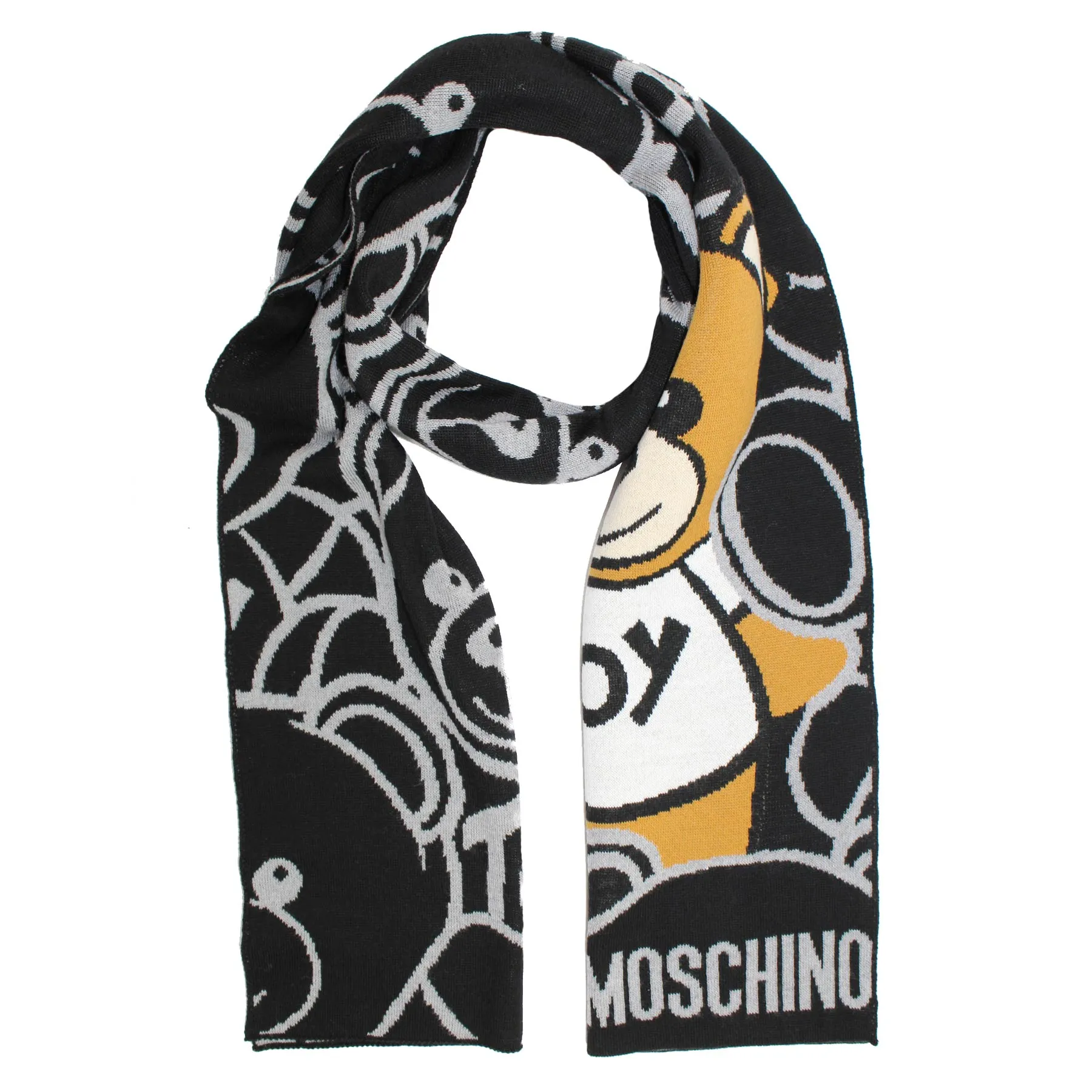 Moschino Wool Scarf Black Toy Bear SALE