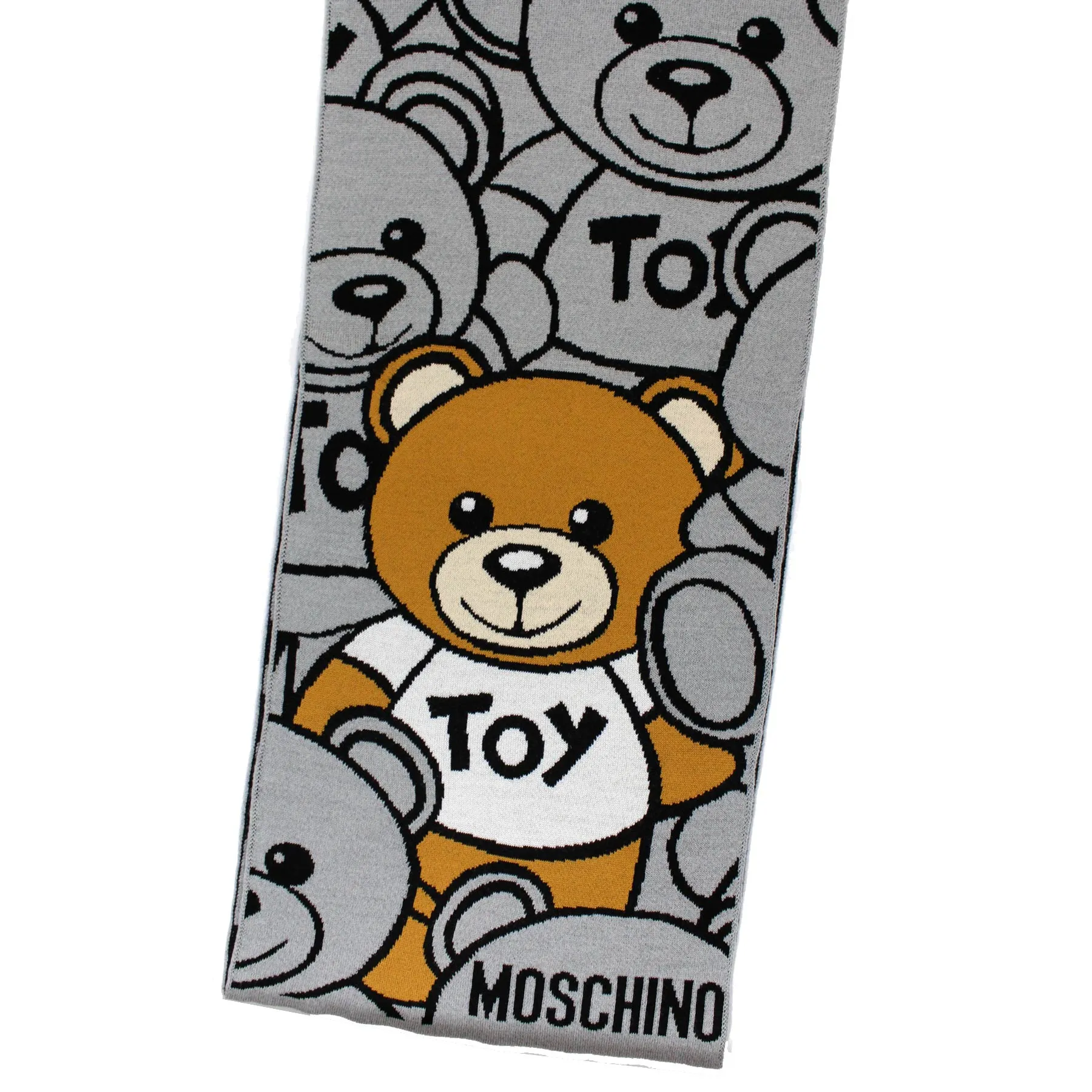 Moschino Wool Scarf Gray Toy Teddy Bear - Women Collection FINAL SALE