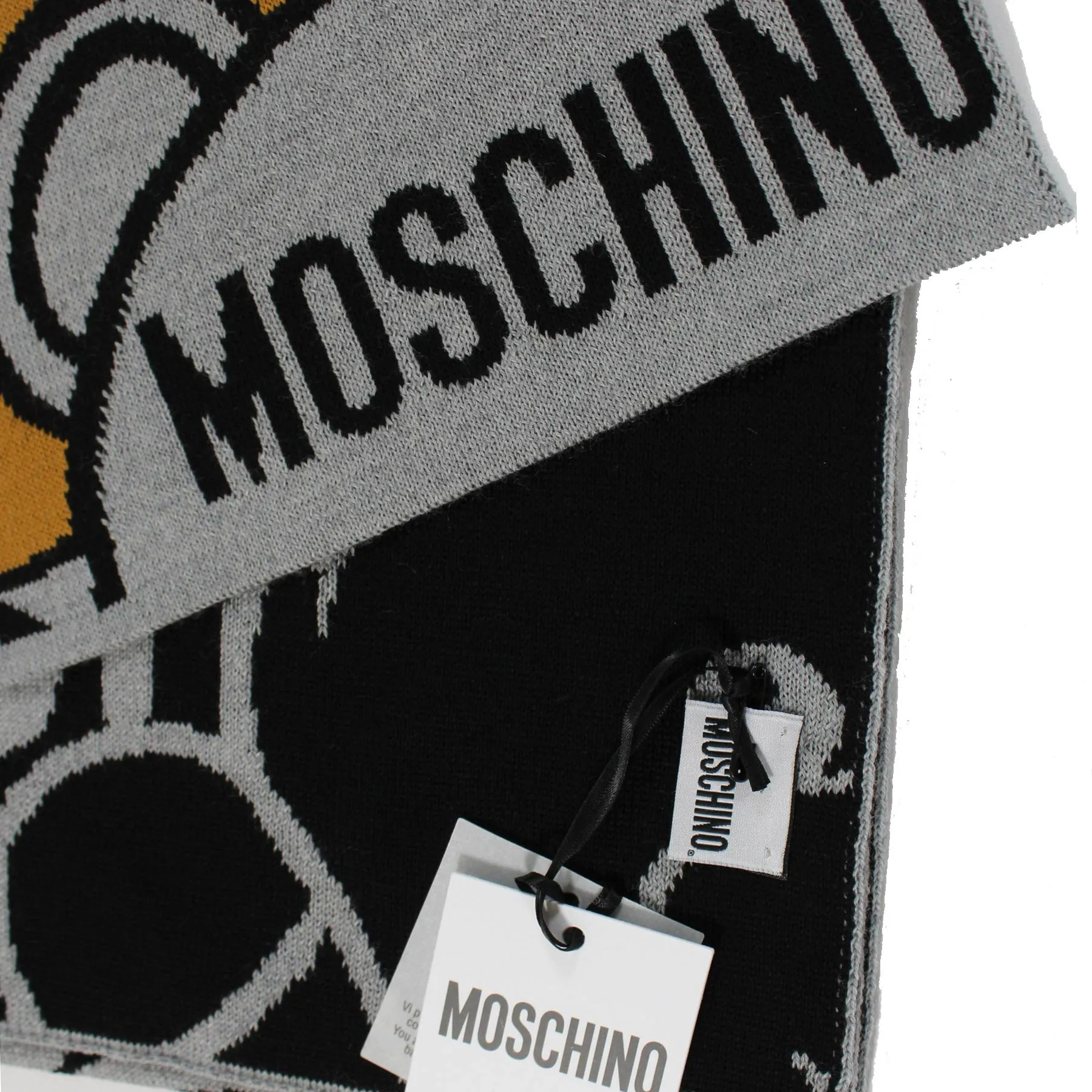 Moschino Wool Scarf Gray Toy Teddy Bear - Women Collection FINAL SALE