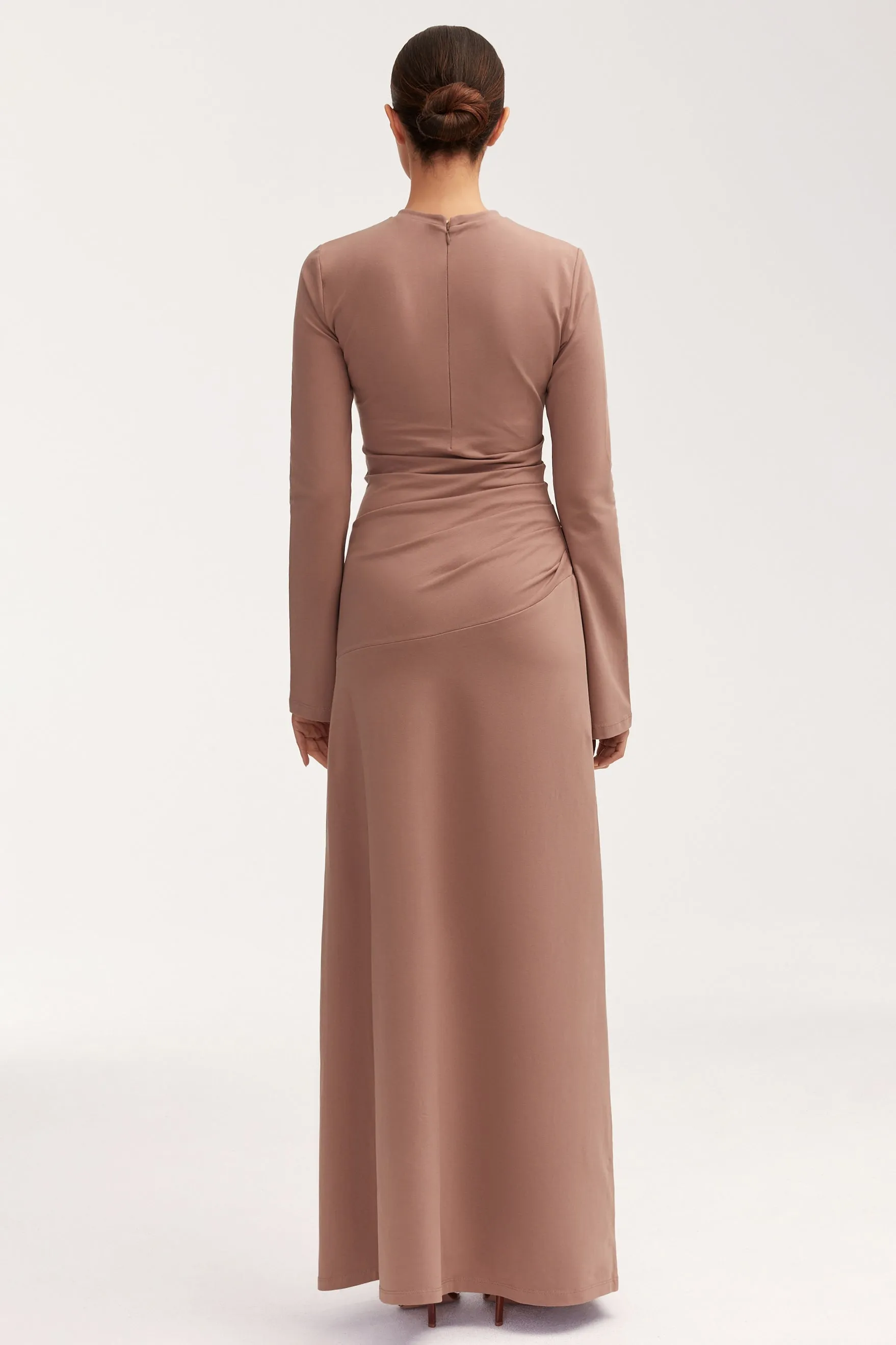 Natalie Rouched Jersey Maxi Dress - Deep Taupe