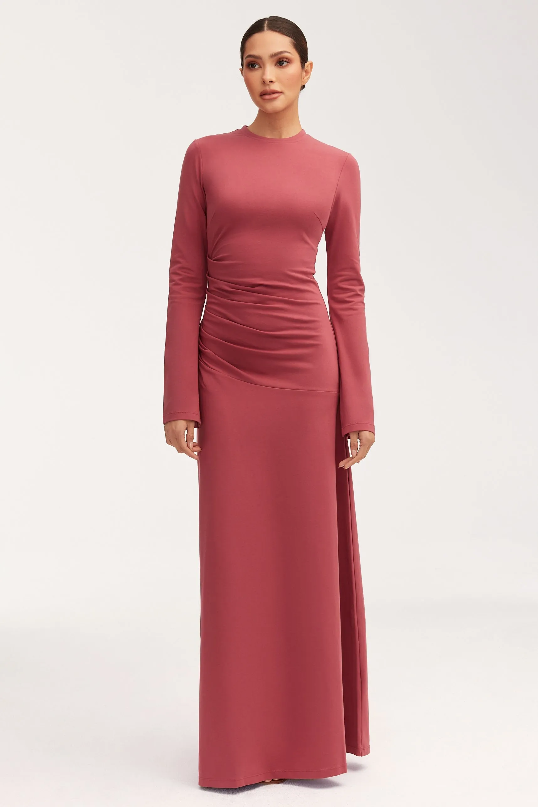 Natalie Rouched Jersey Maxi Dress - Dry Rose