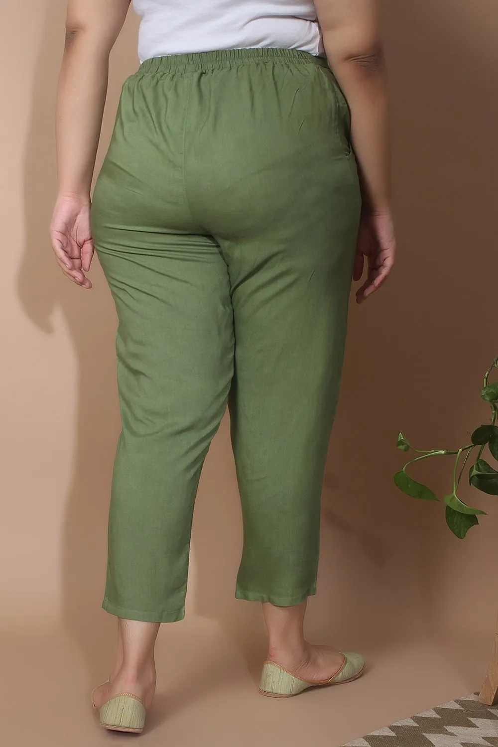 Olive Straight FIt Pants