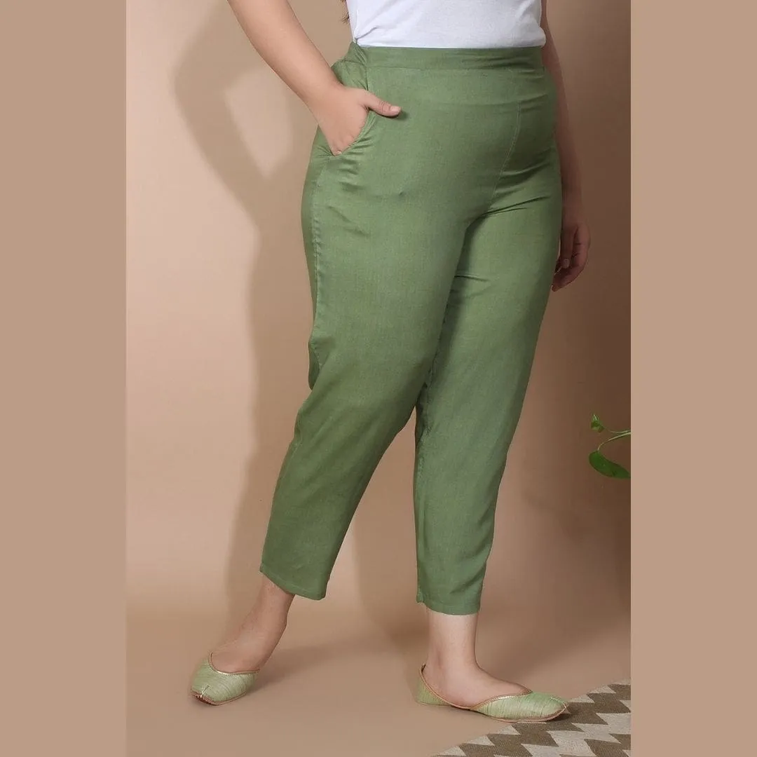 Olive Straight FIt Pants