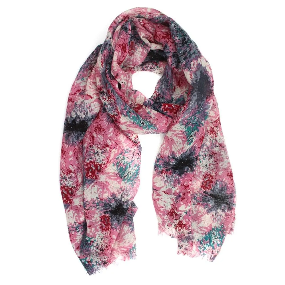 Paint Print Wool Scarf - Pink