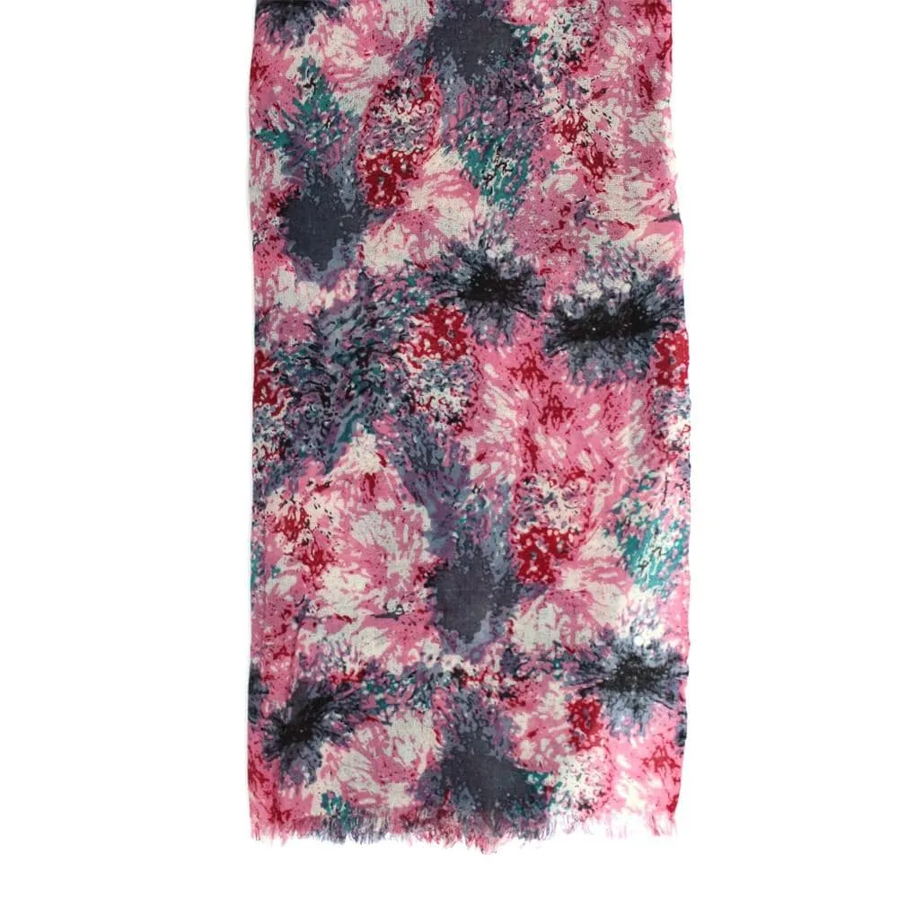 Paint Print Wool Scarf - Pink