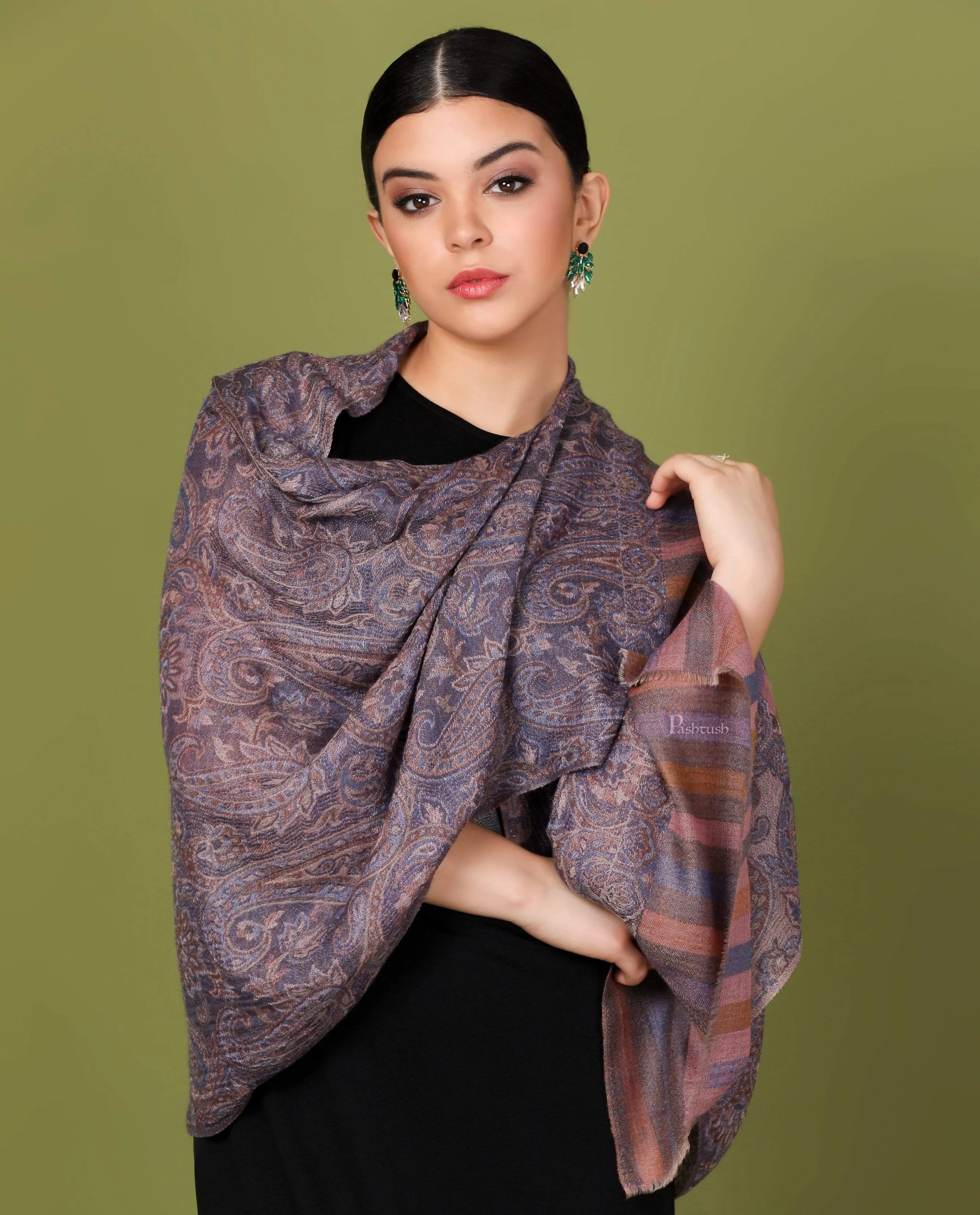 Pashtush Heritage Collection, Woven Wool Cashmere, Chanting Paisleys Scarf, Extra Soft