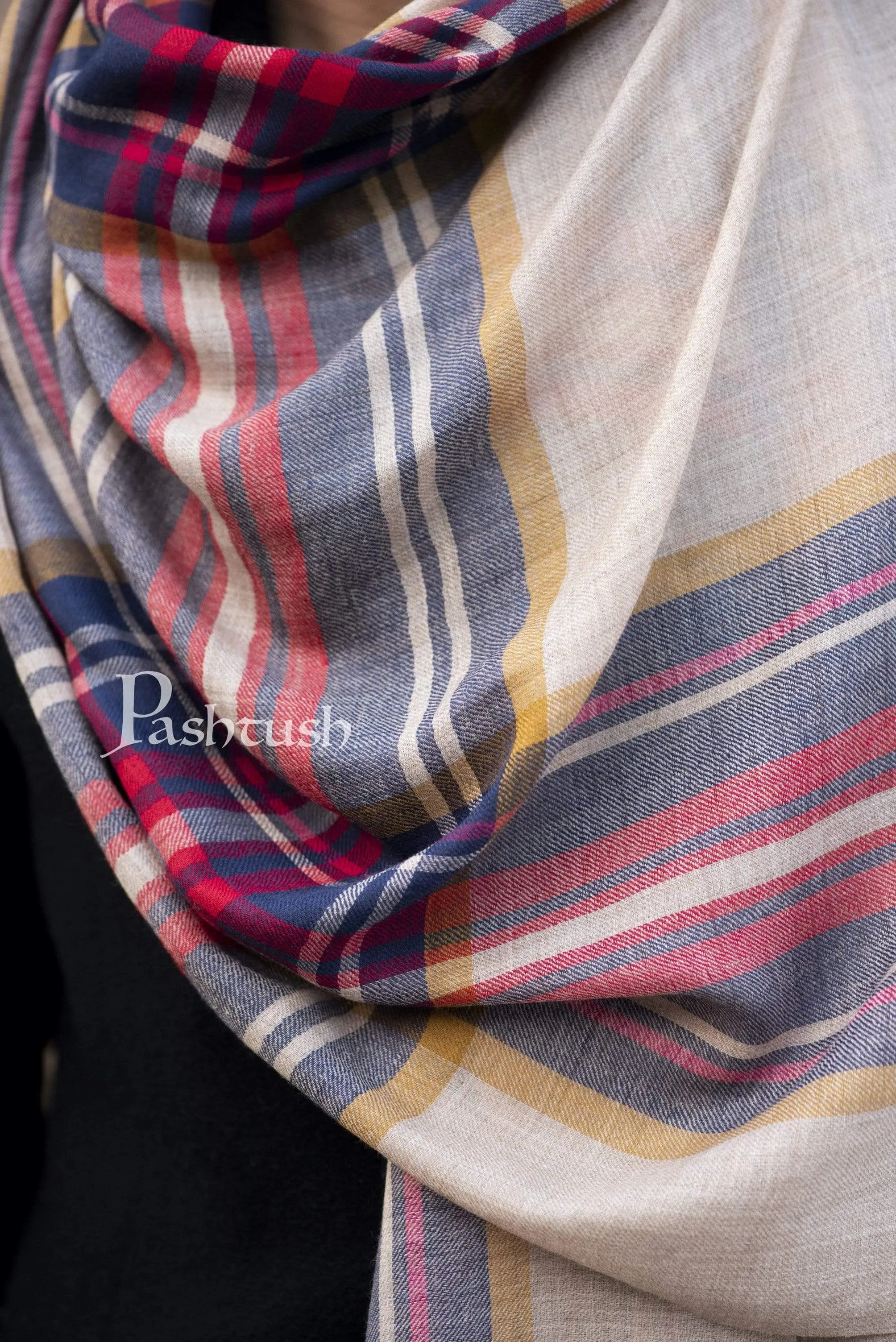 Pashtush Mens Cashmere Wool Checkered Scarf