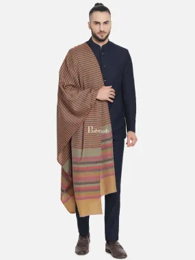 Pashtush Mens Fine Wool Striped Muffler, Soft And Warm Stole Scarf