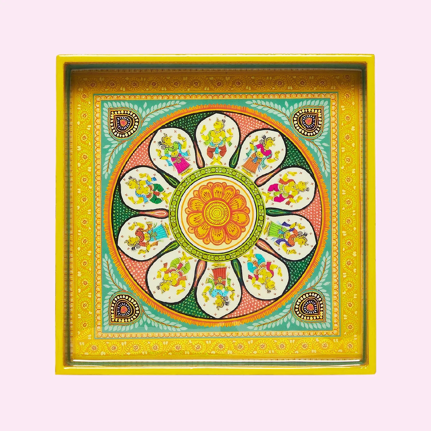 Pattachitra Folktales Square Enamel Small Tray