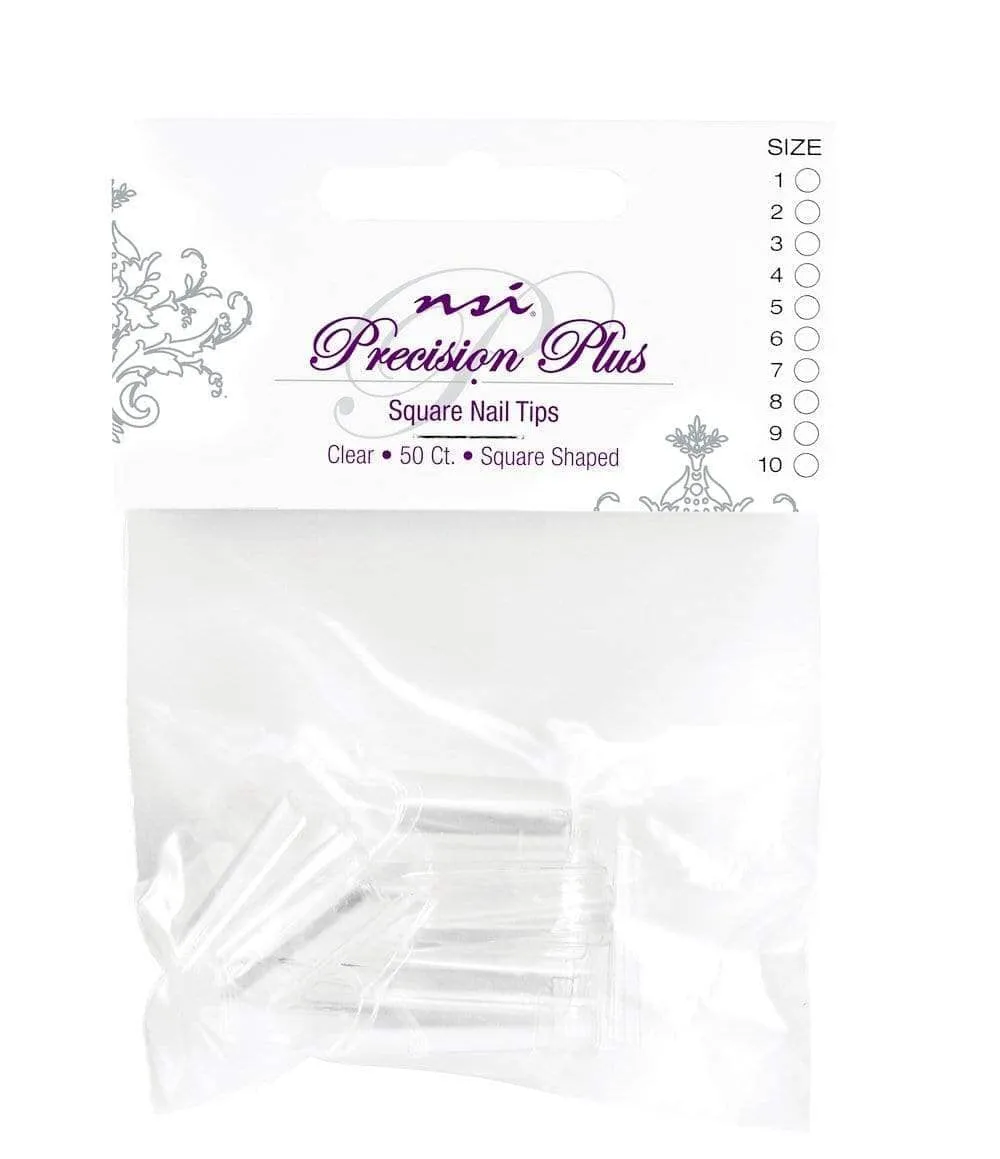 PRECISION PLUS Square Clear Nail Tips Bag 50ct