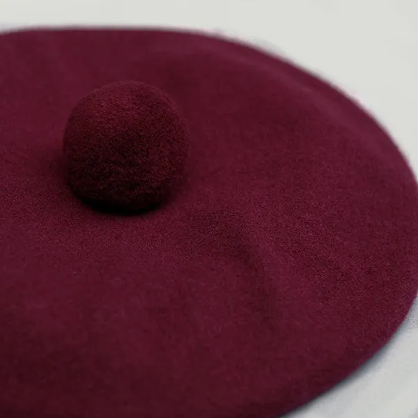 Pure Wool Beret Tam in Maroon