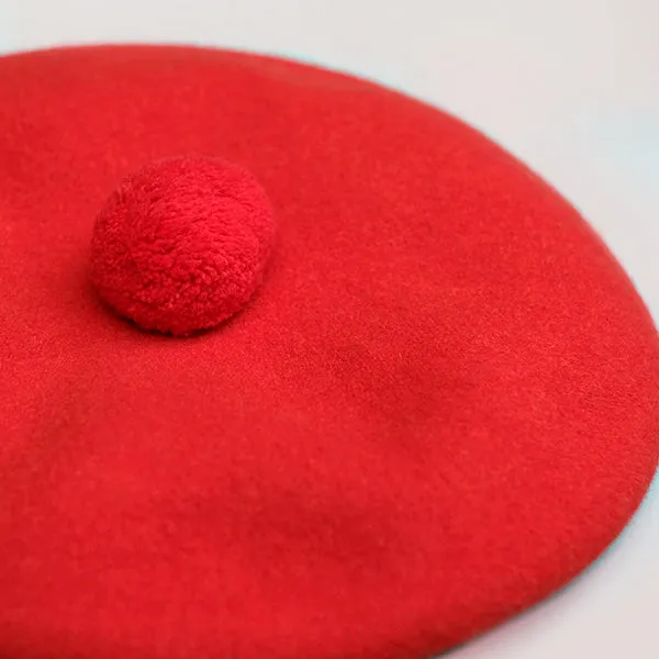 Pure Wool Beret Tam In Red