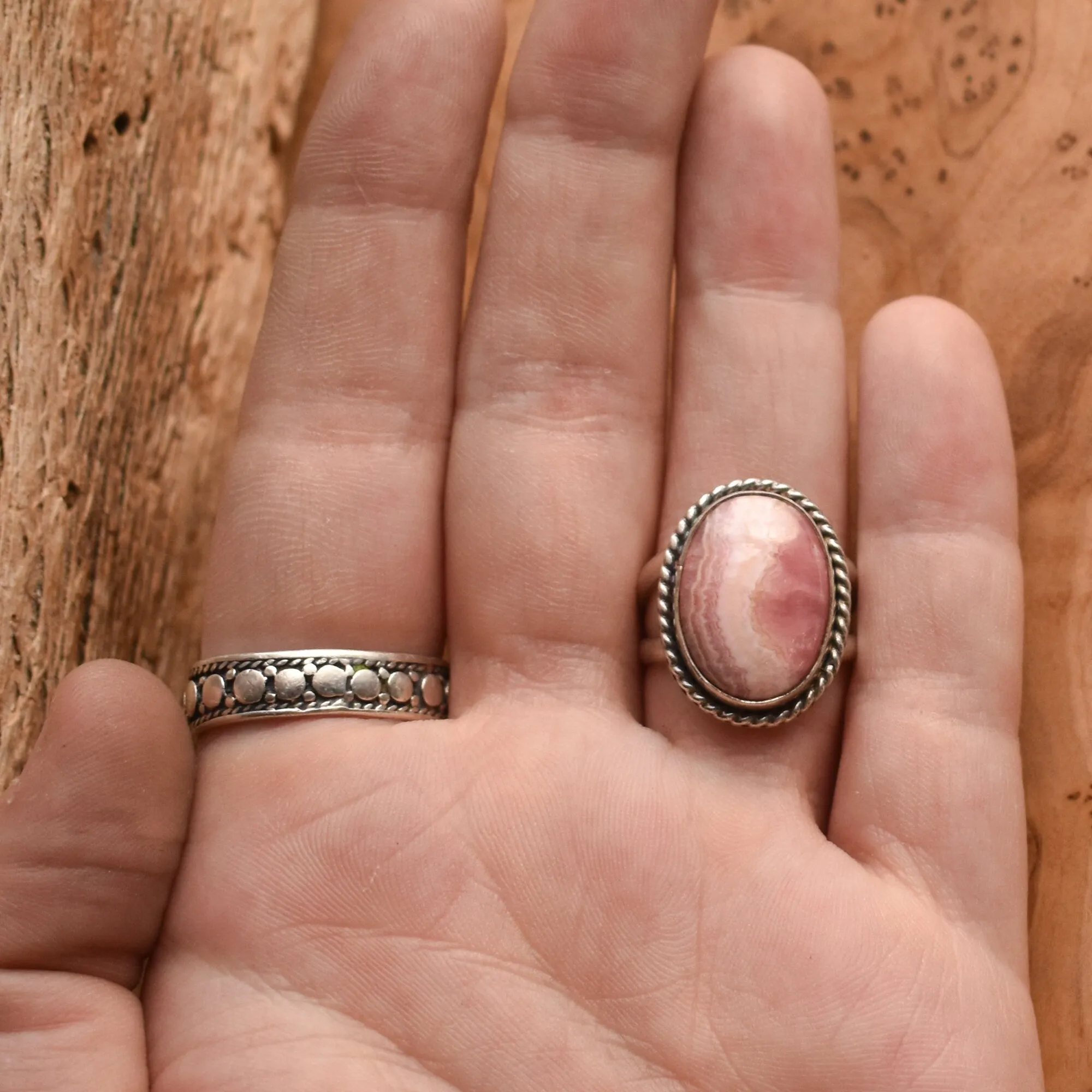 Ready to Ship - Boho Ring Rhodochrosite - .925 Sterling Silver Ring - Silversmith Ring - Rhodochrosite Ring