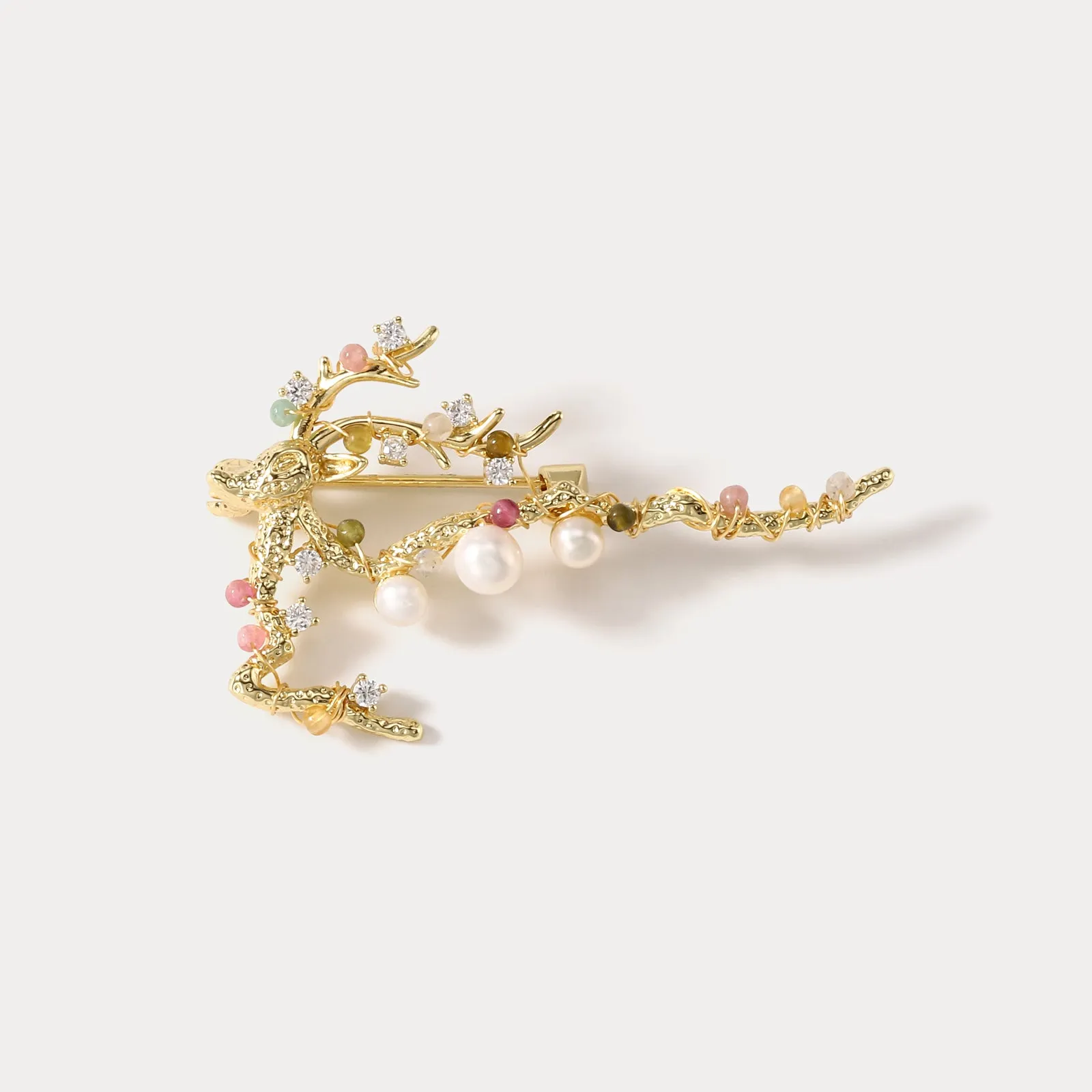 Reindeer Pearl Brooch